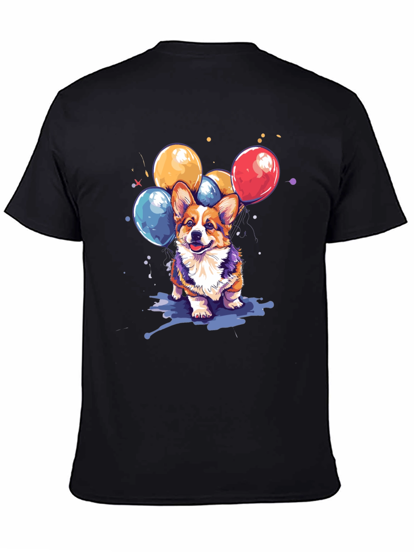 Corgi Dog with Balloons Graphic T-Shirt