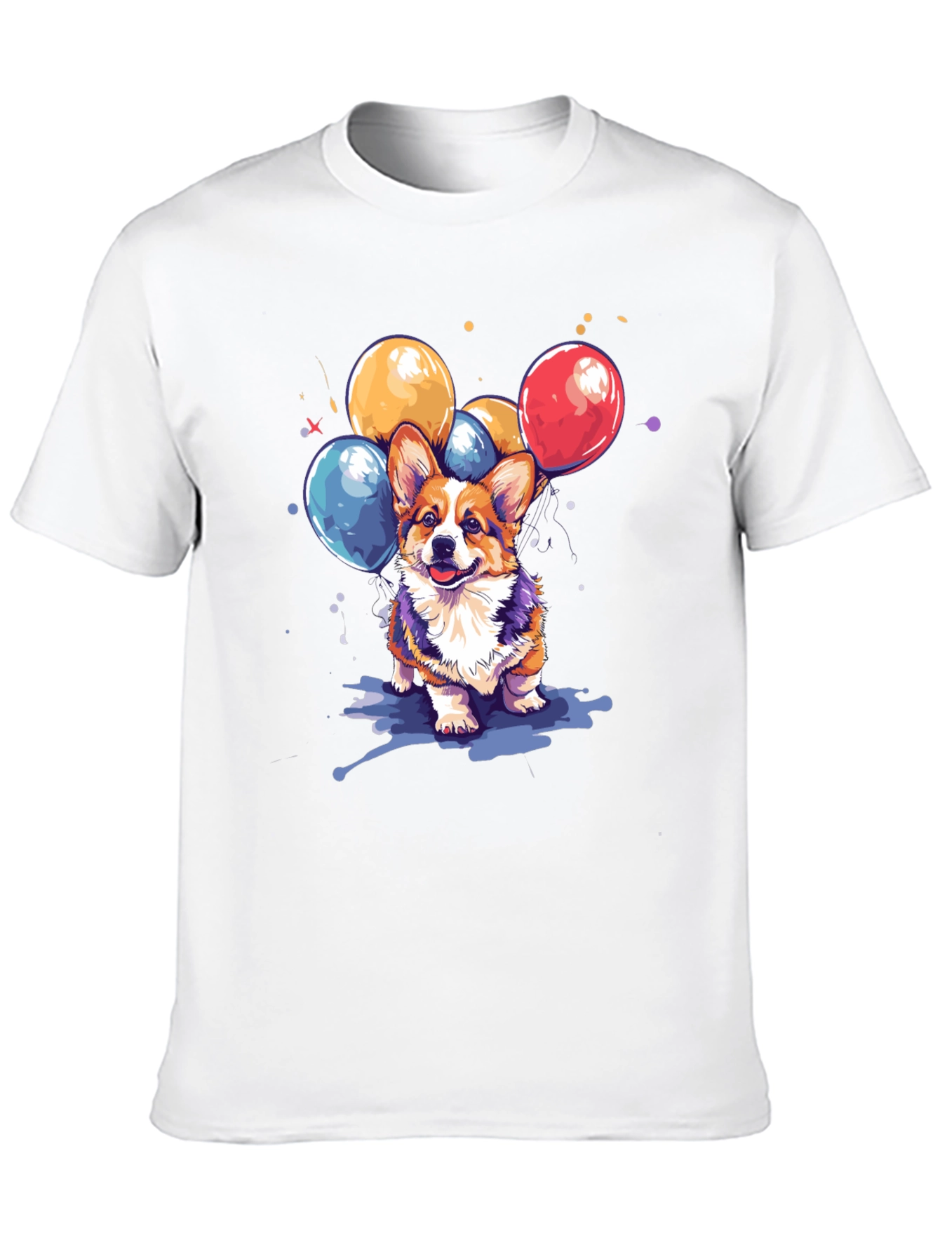 Corgi Dog with Balloons Graphic T-Shirt