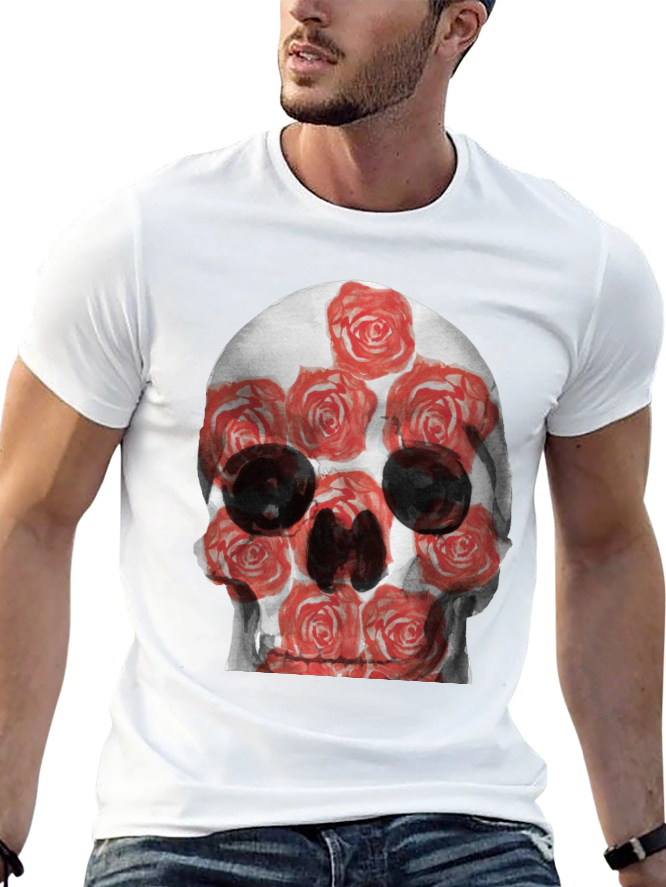 Skull and Roses Graphic Tee - Edgy Style