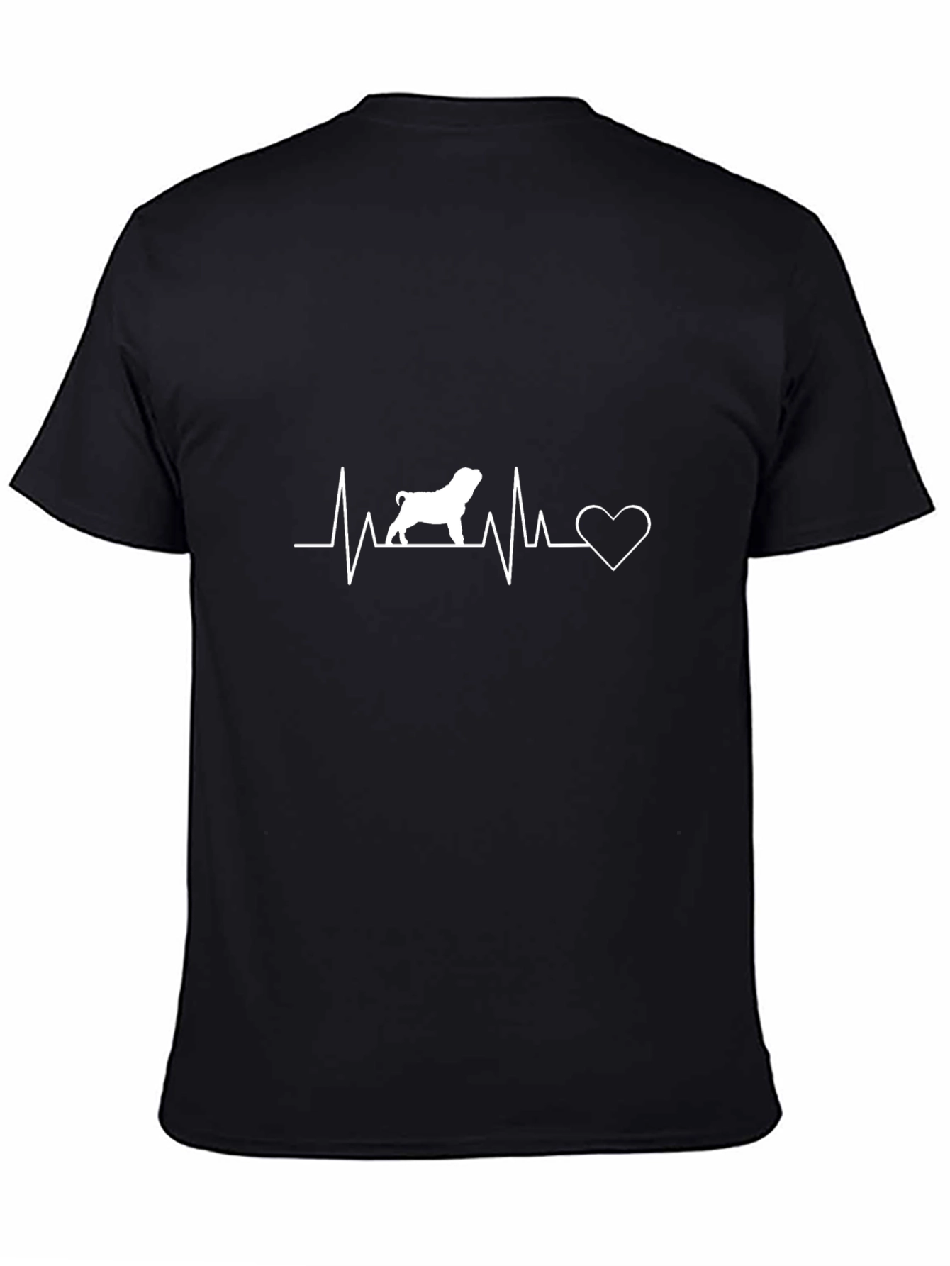 Dog Lover ECG Heartbeat T-Shirt - Black