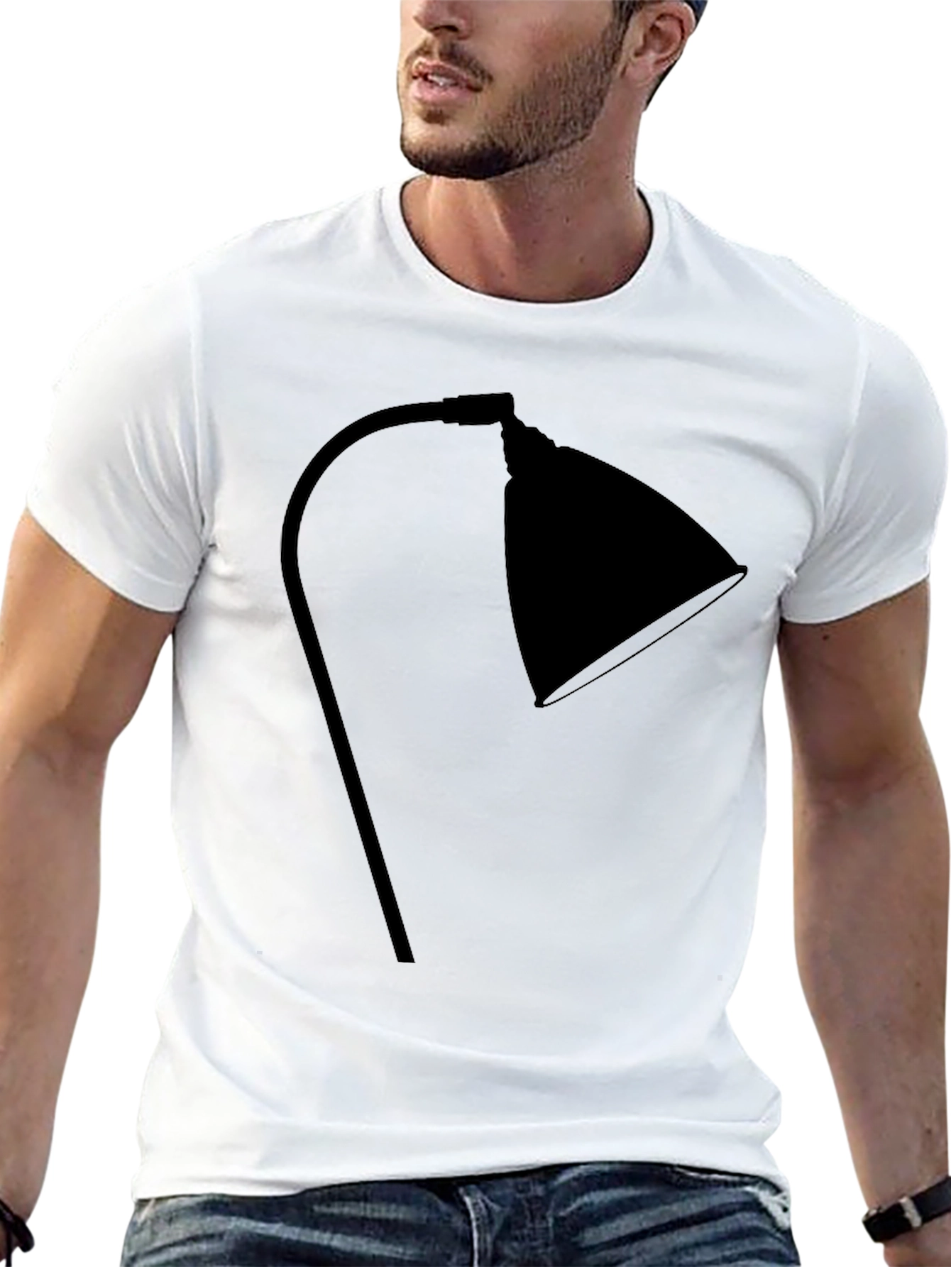 Modern Desk Lamp Graphic Tee - Black Cotton T-Shirt