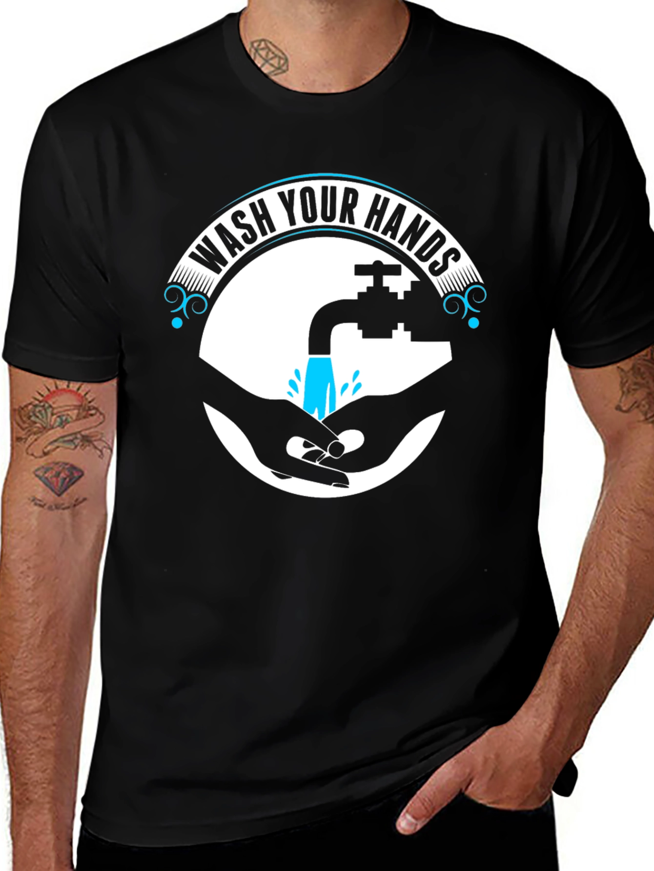 Wash Your Hands Graphic Tee - Black