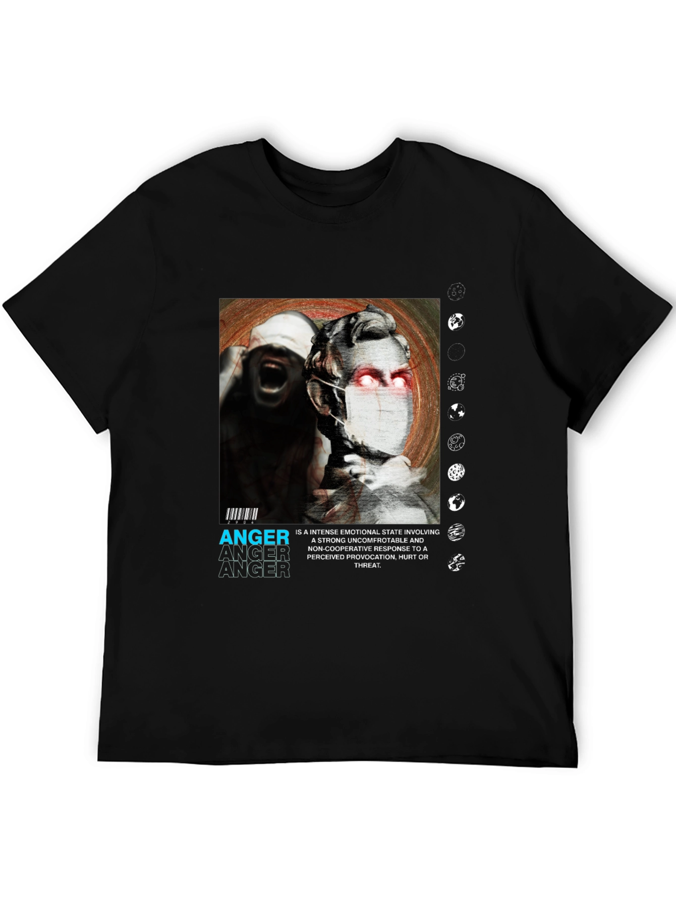 Anger Graphic Print Black T-Shirt