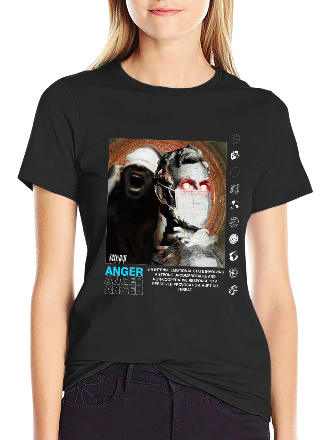 Anger Graphic Print Black T-Shirt