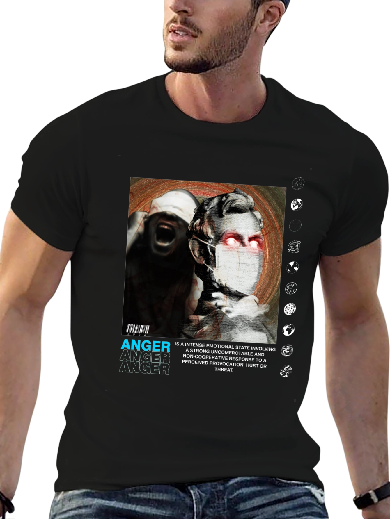 Anger Graphic Print Black T-Shirt