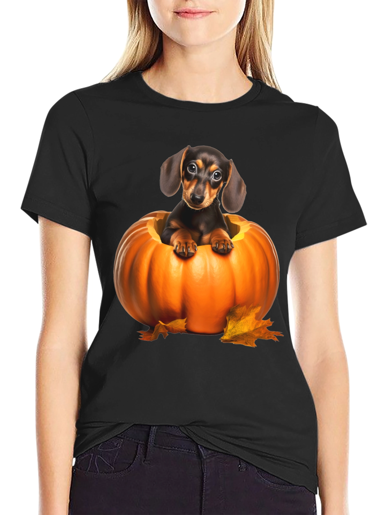 Dachshund in Pumpkin Graphic Tee - Halloween Dog Shirt