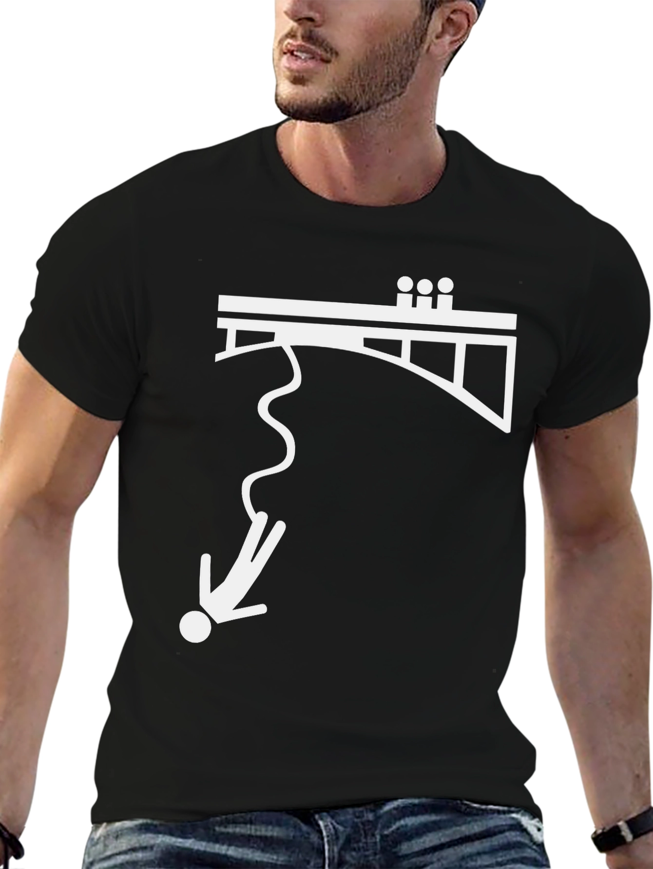 Bungee Jumper Graphic Tee - Black Cotton T-Shirt