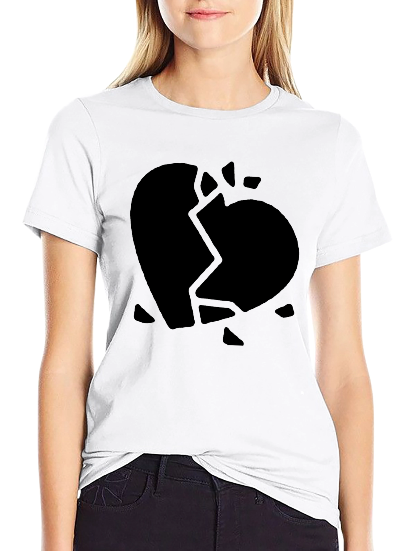 Broken Heart Graphic Black T-Shirt