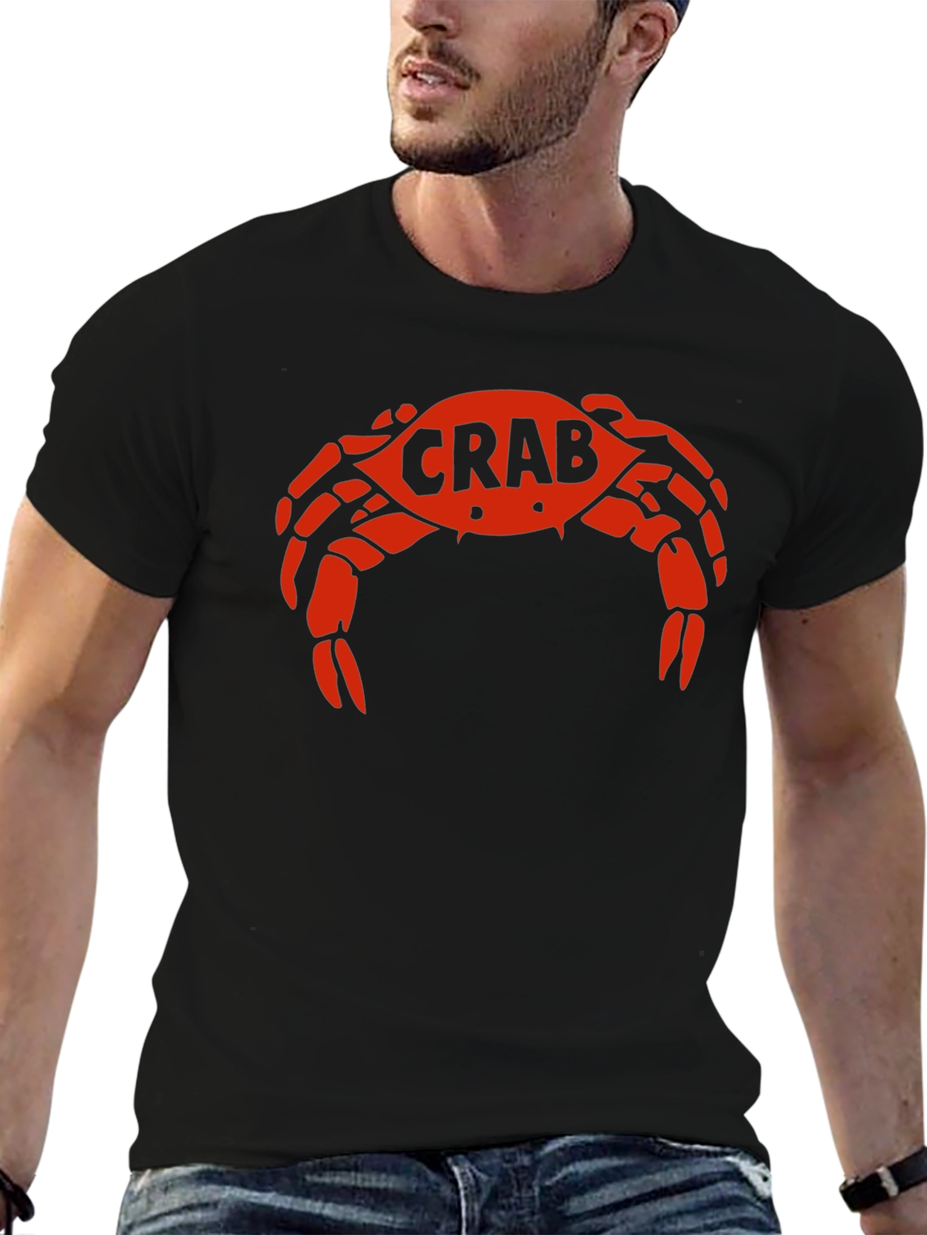 Crab Graphic Tee - Bold Red Design on Black