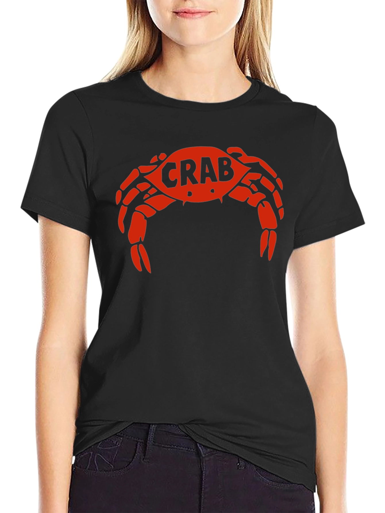 Crab Graphic Tee - Bold Red Design on Black
