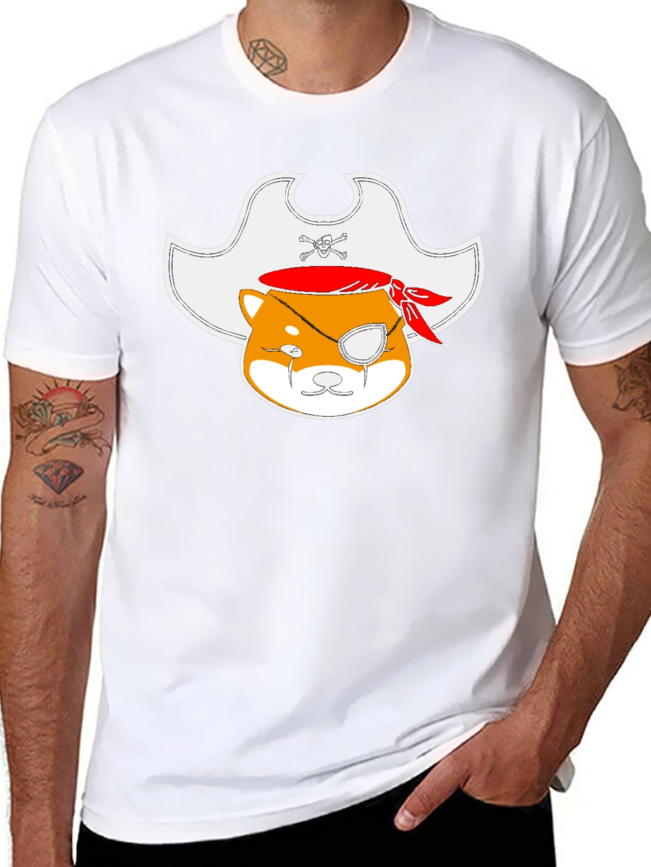 Pirate Shiba Inu Black T-Shirt