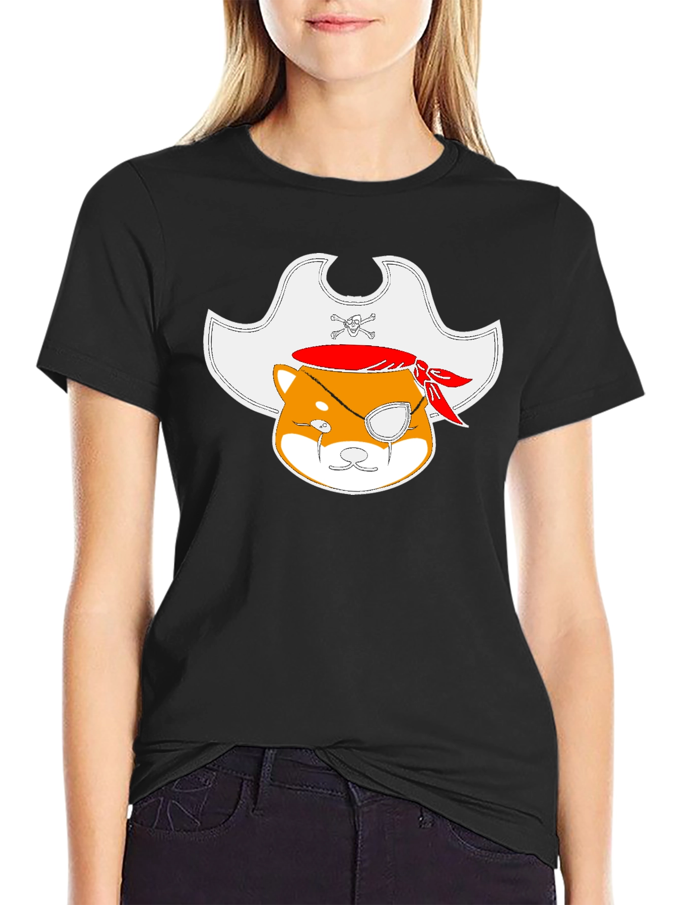 Pirate Shiba Inu Black T-Shirt