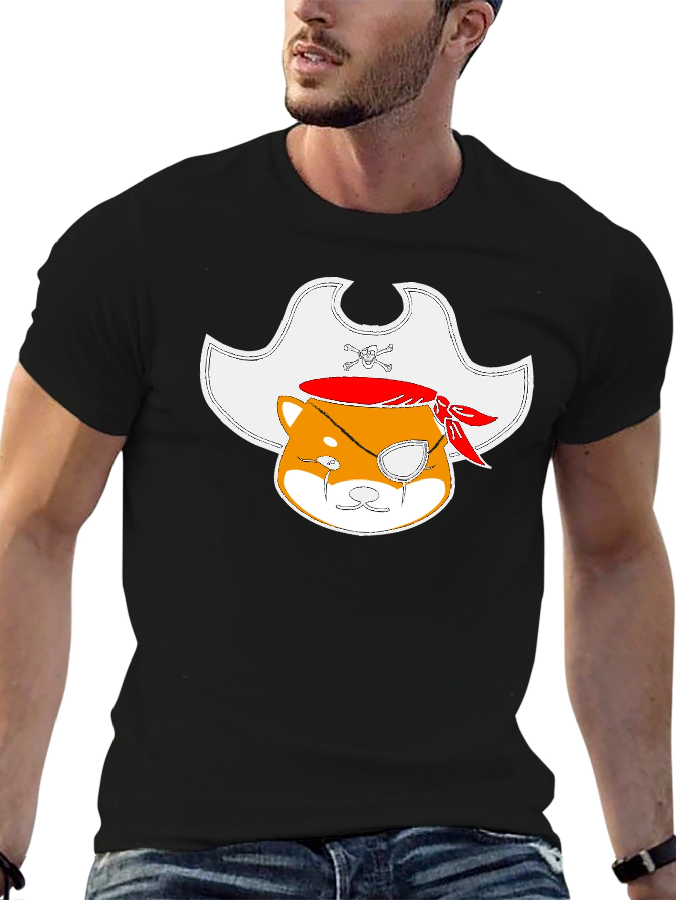 Pirate Shiba Inu Black T-Shirt