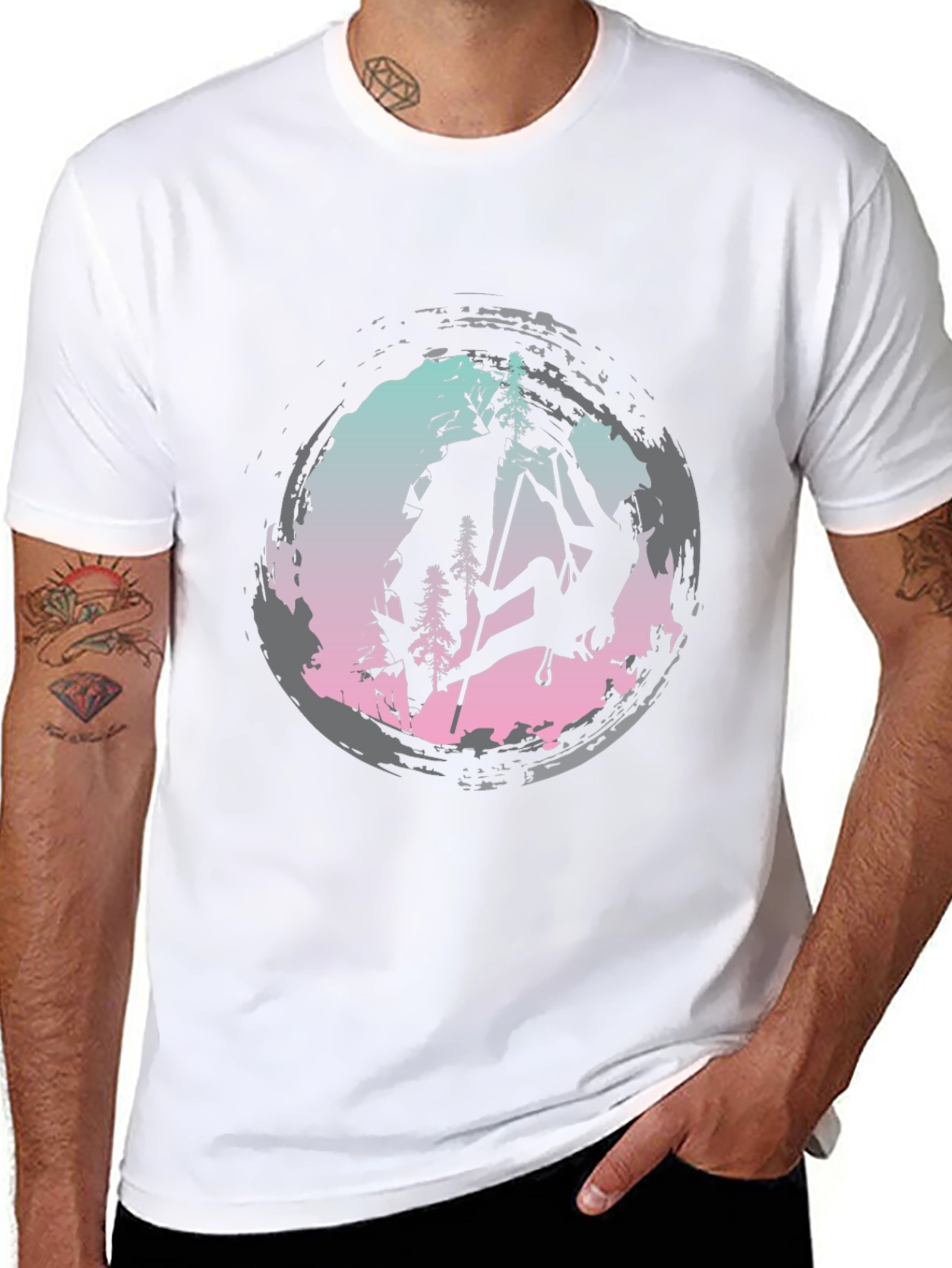 Climbing Silhouette Graphic Tee - Black Cotton Shirt