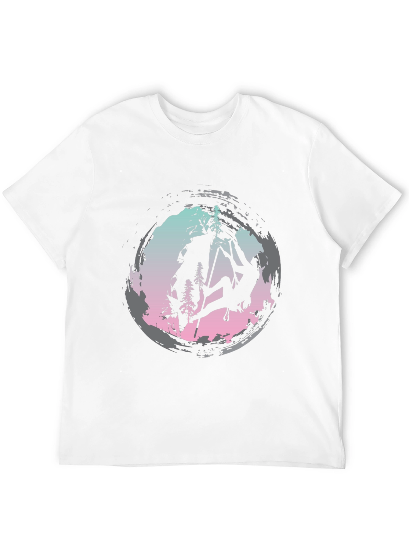 Climbing Silhouette Graphic Tee - Black Cotton Shirt
