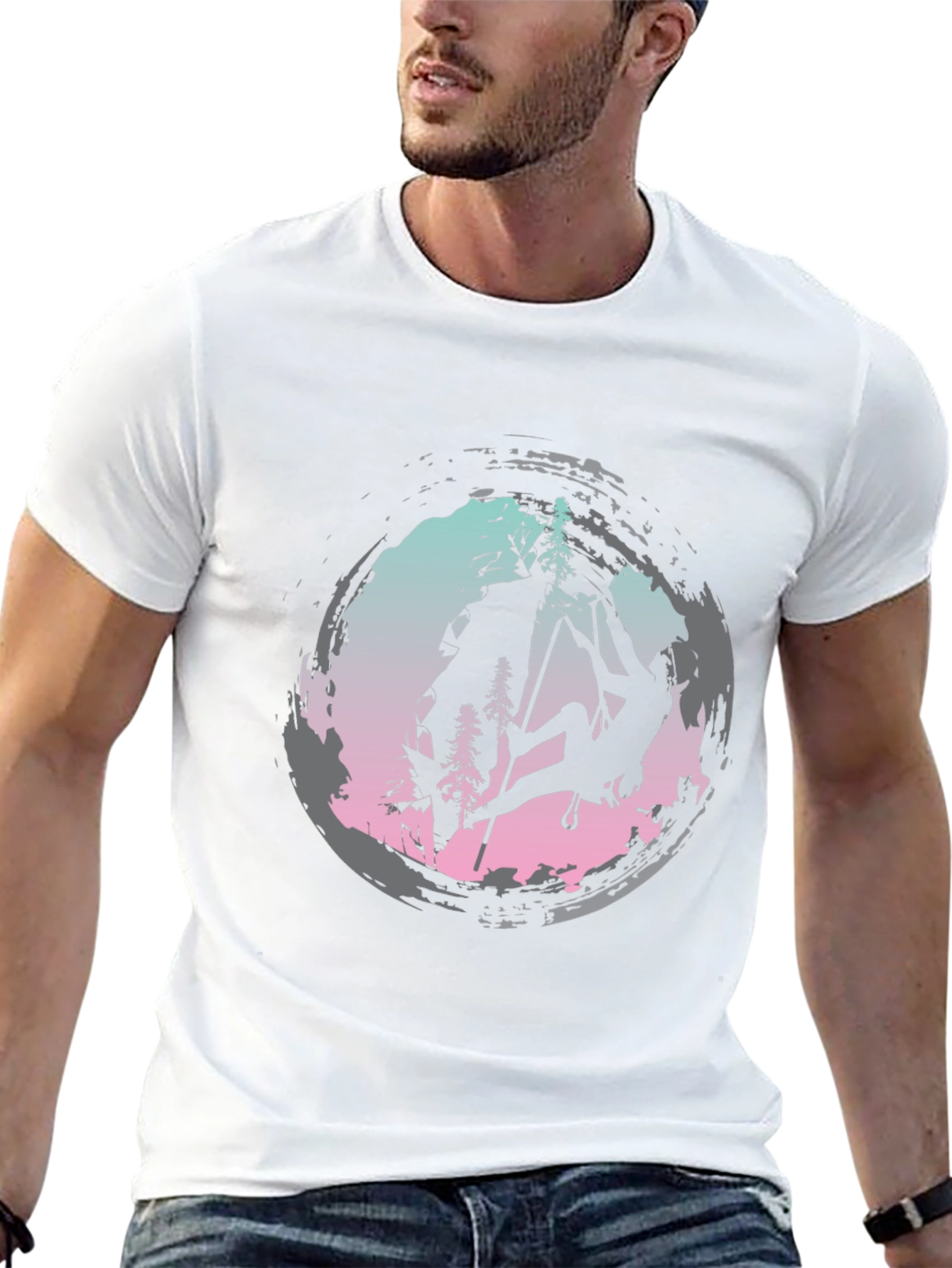 Climbing Silhouette Graphic Tee - Black Cotton Shirt