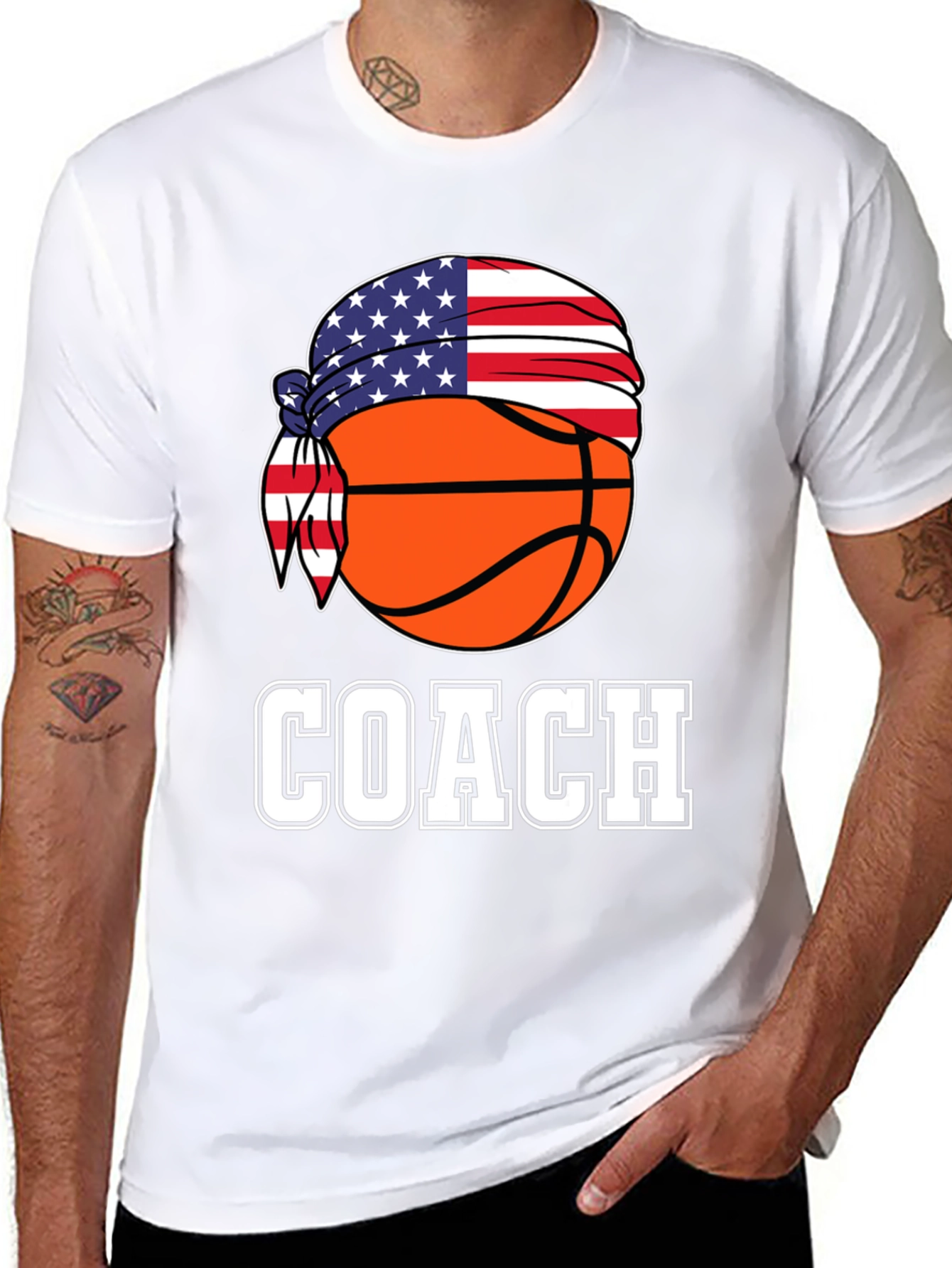 Basketball Coach USA Flag T-Shirt