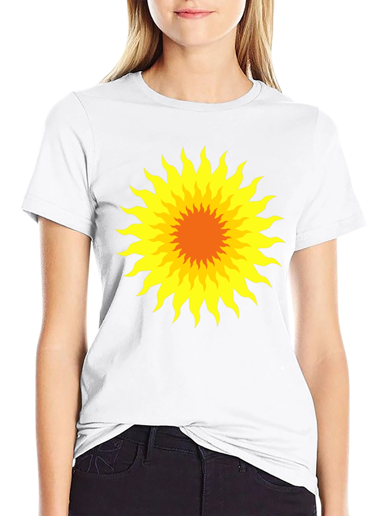 Radiant Sunburst Graphic Tee - Black Cotton T-Shirt