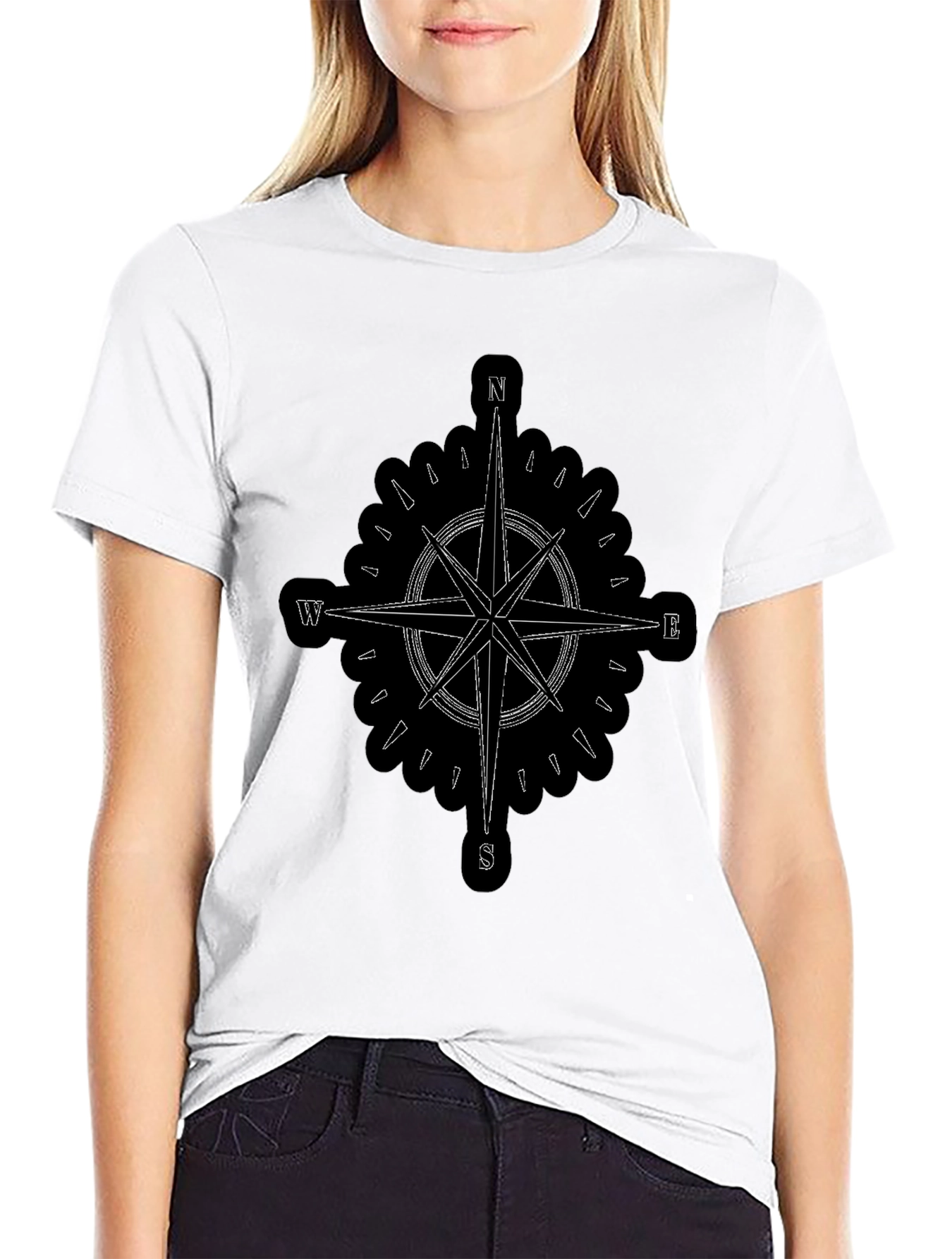 Compass Rose Graphic Black T-Shirt