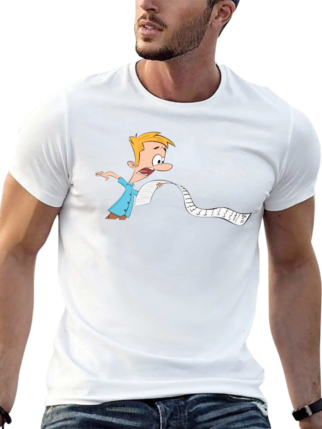 Cartoon Bill Shock Mens Black T-Shirt