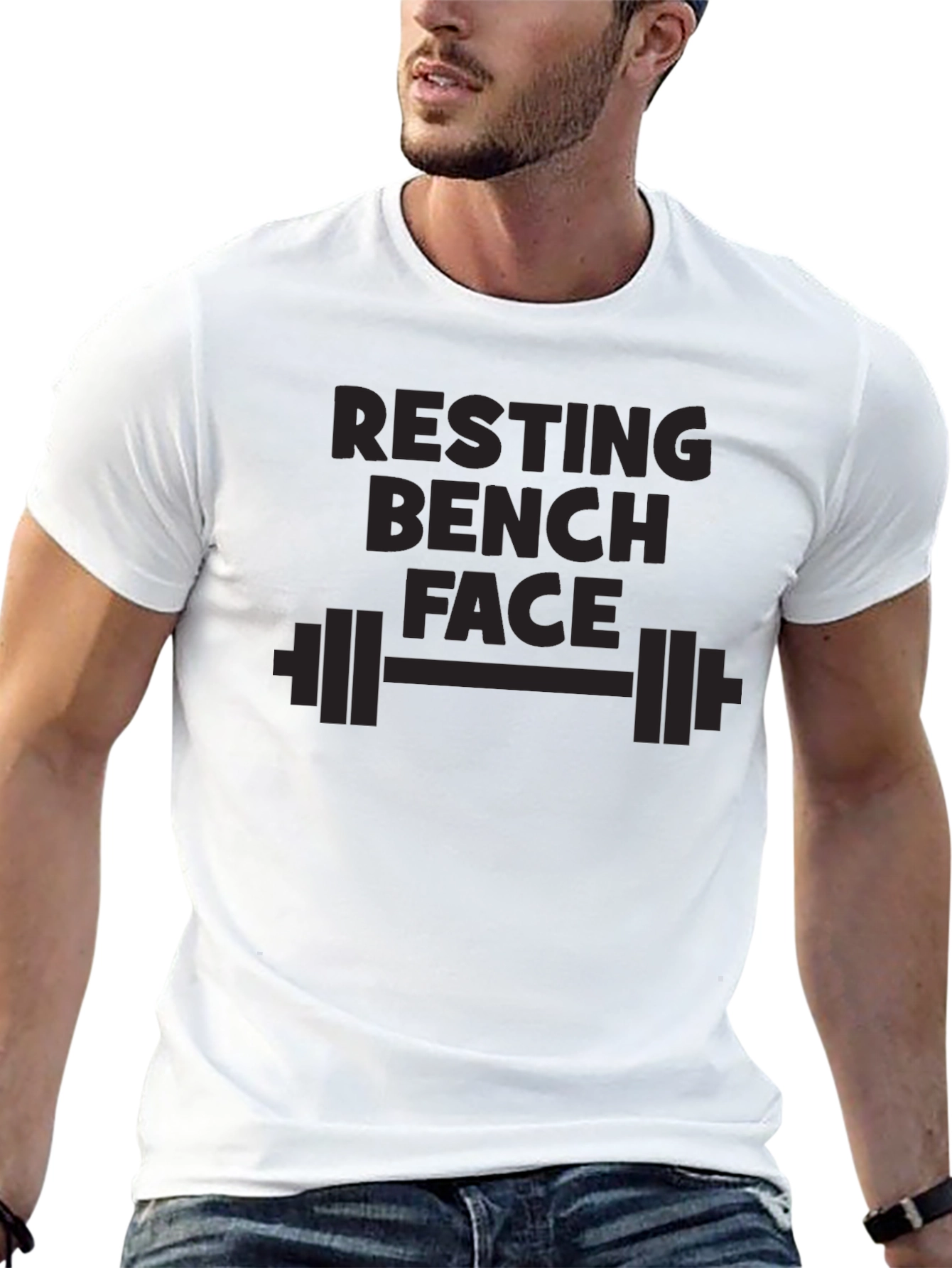 Resting Bench Face Graphic T-Shirt - Gym Humor