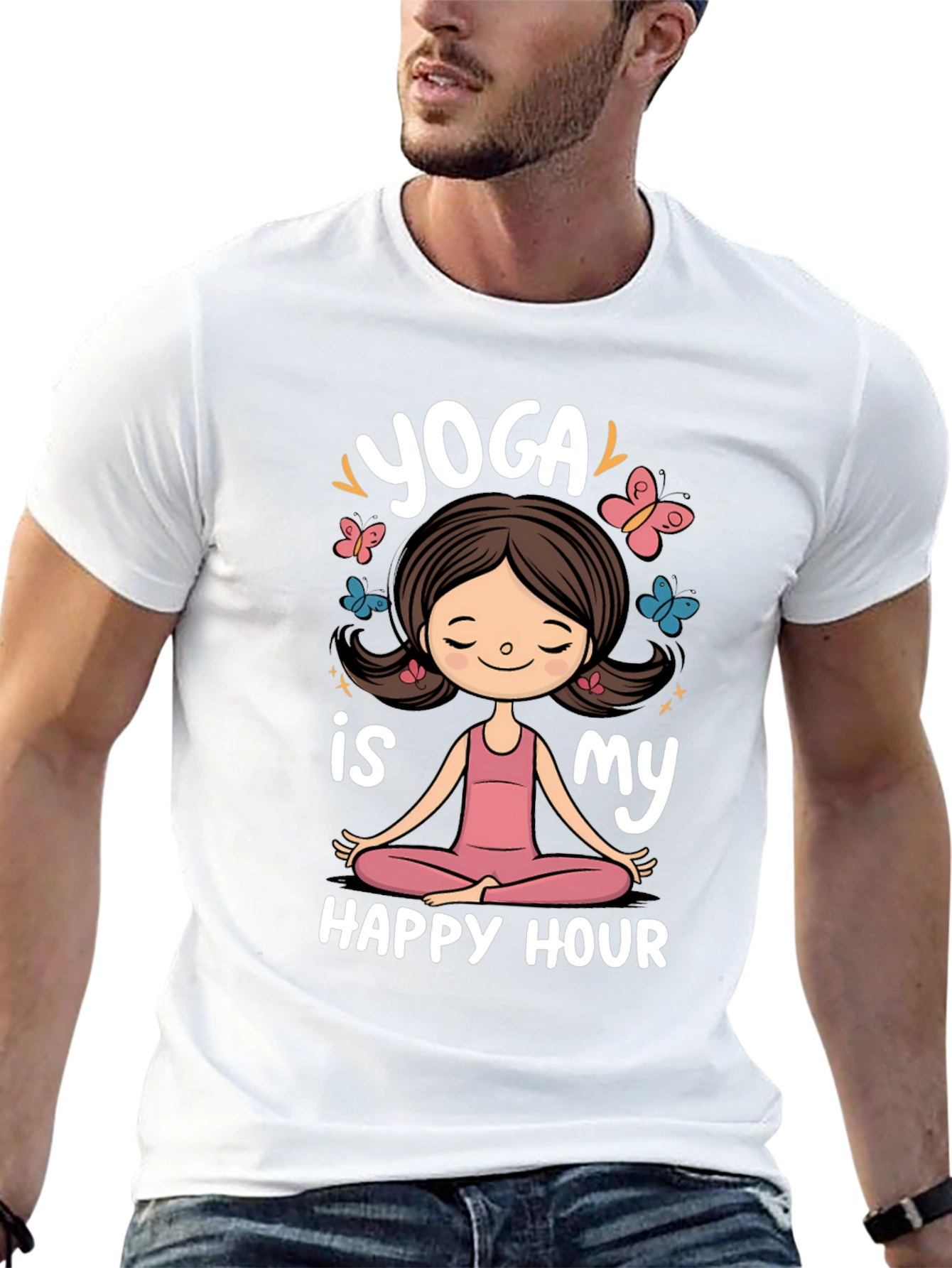 Yoga is My Happy Hour Black Graphic Tee