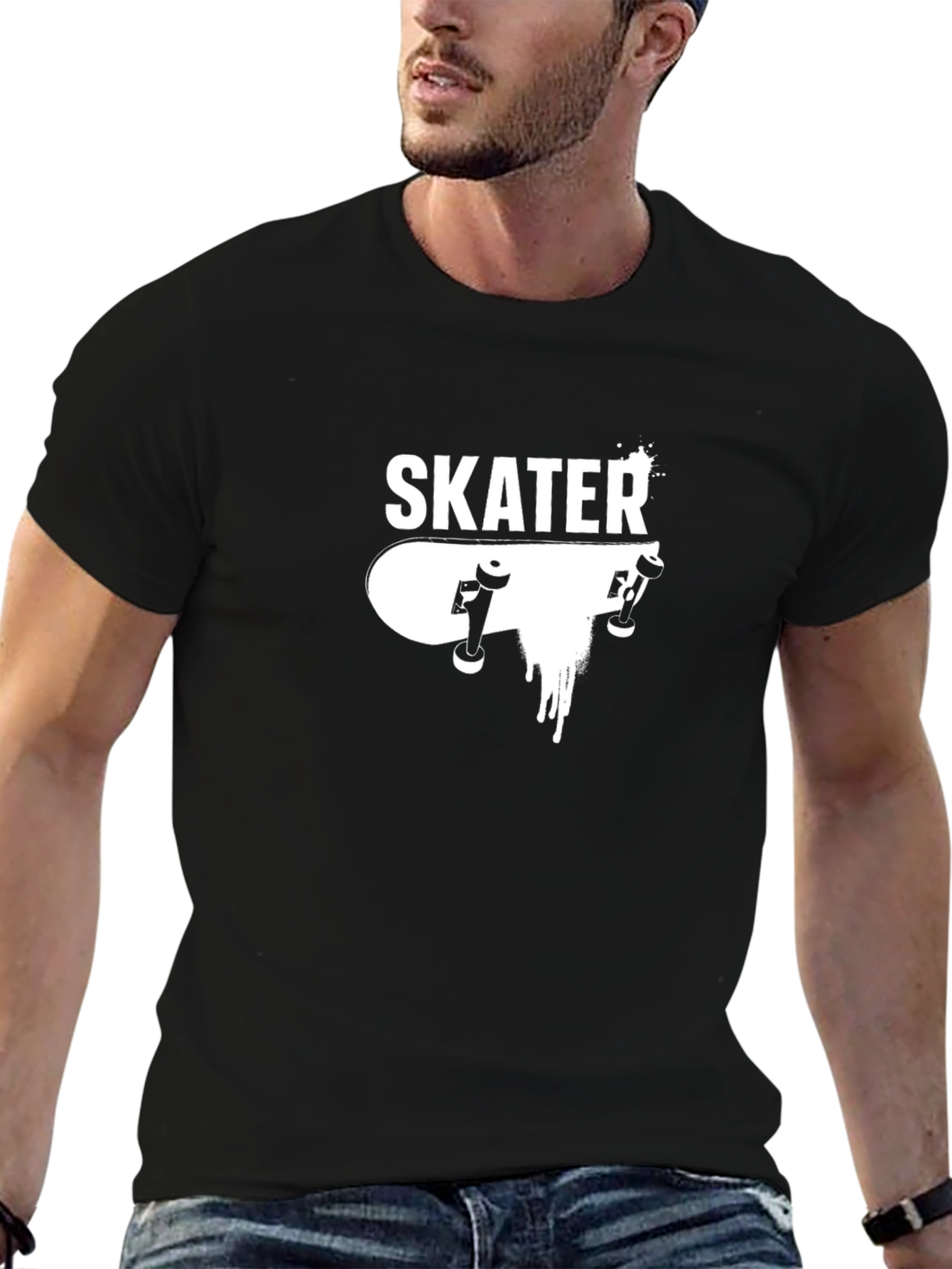 Skater Tee: Cool Graphic Black T-Shirt
