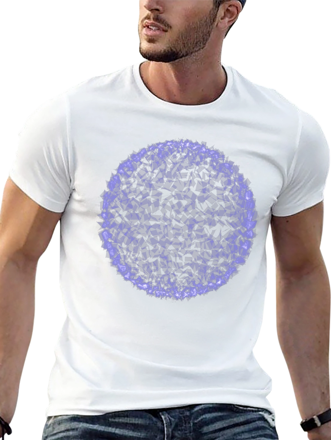 Abstract Purple Circle Graphic Black T-Shirt