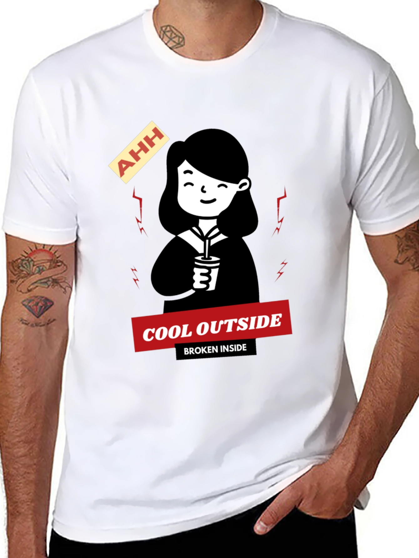 Cool Outside Broken Inside Black T-Shirt