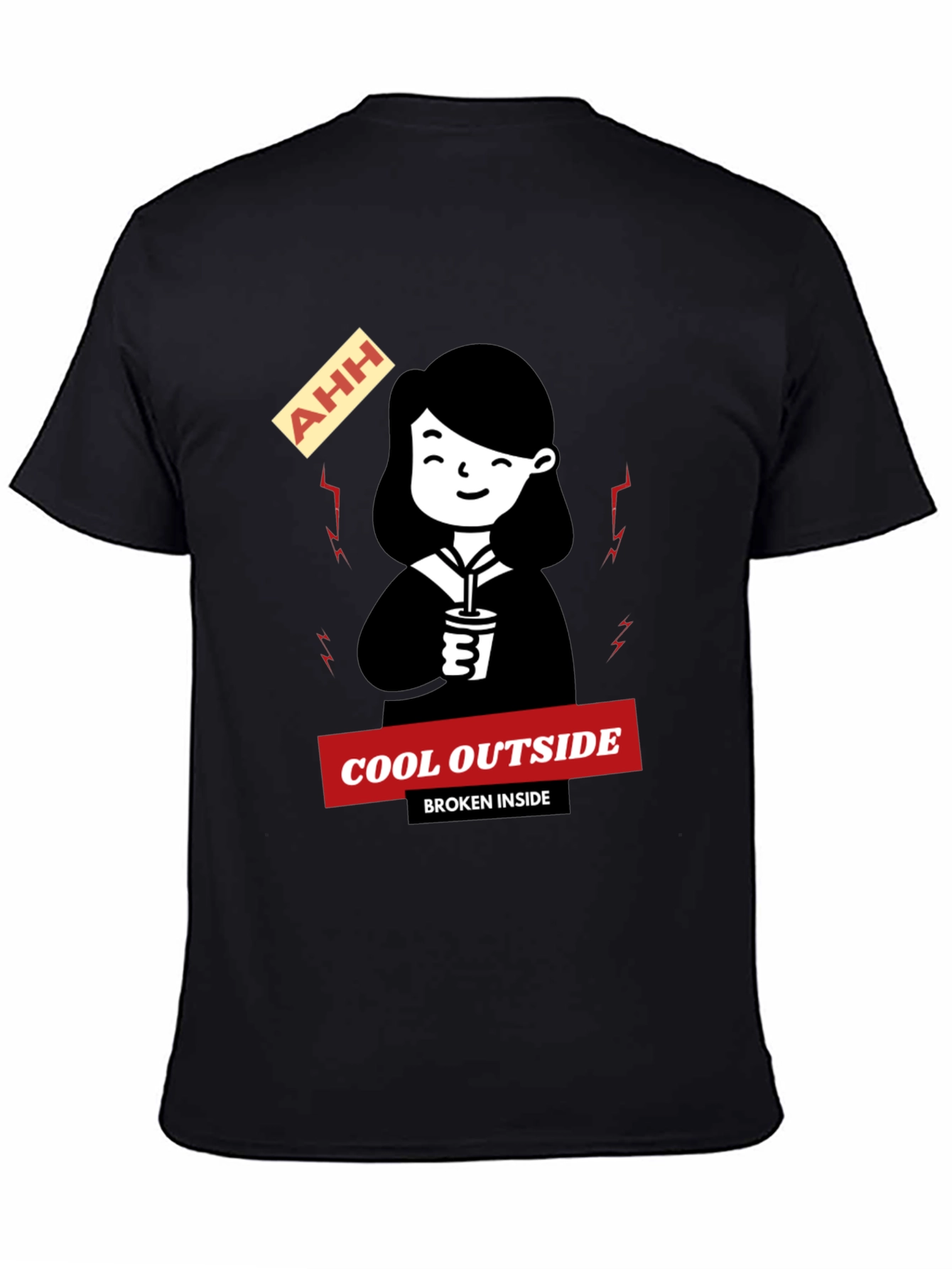 Cool Outside Broken Inside Black T-Shirt