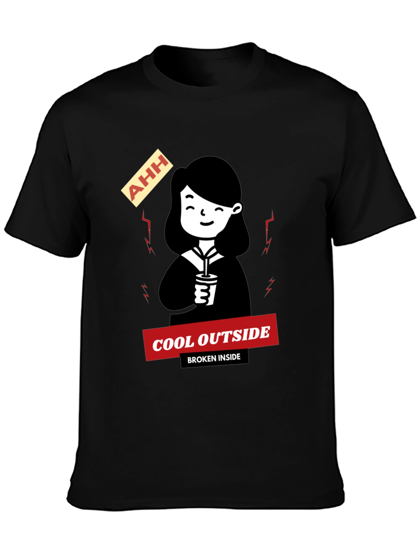Cool Outside Broken Inside Black T-Shirt