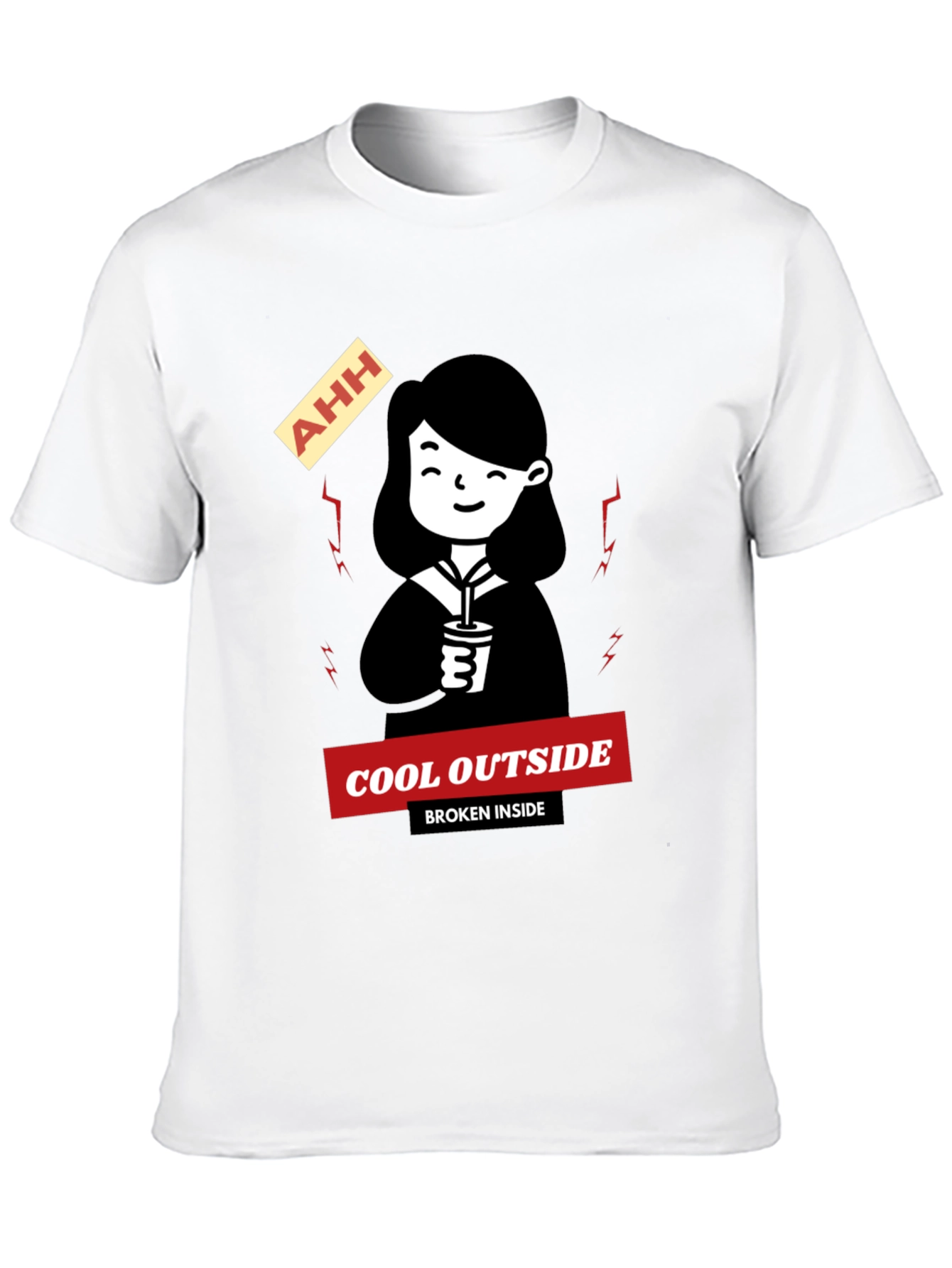 Cool Outside Broken Inside Black T-Shirt