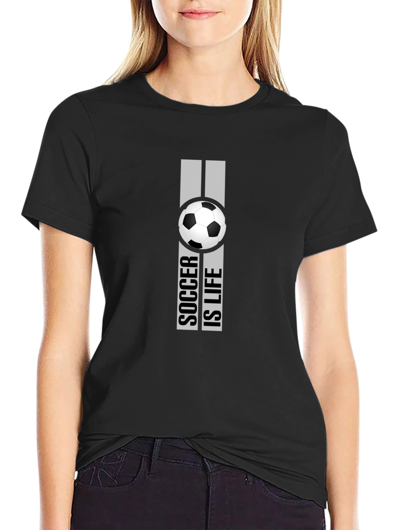 Soccer Is Life Graphic T-Shirt - Black