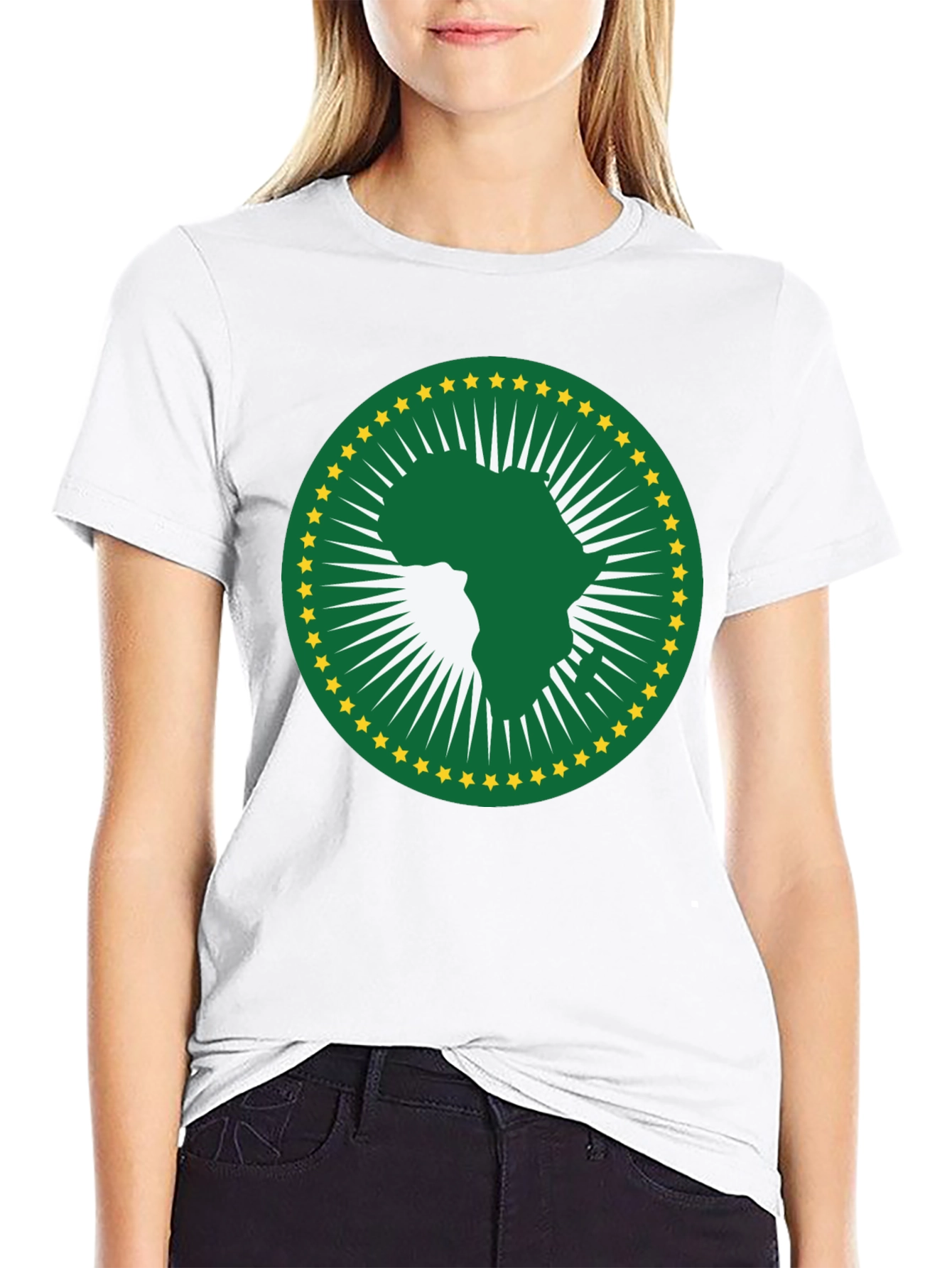 African Union T-Shirt - Green & Gold Africa Logo