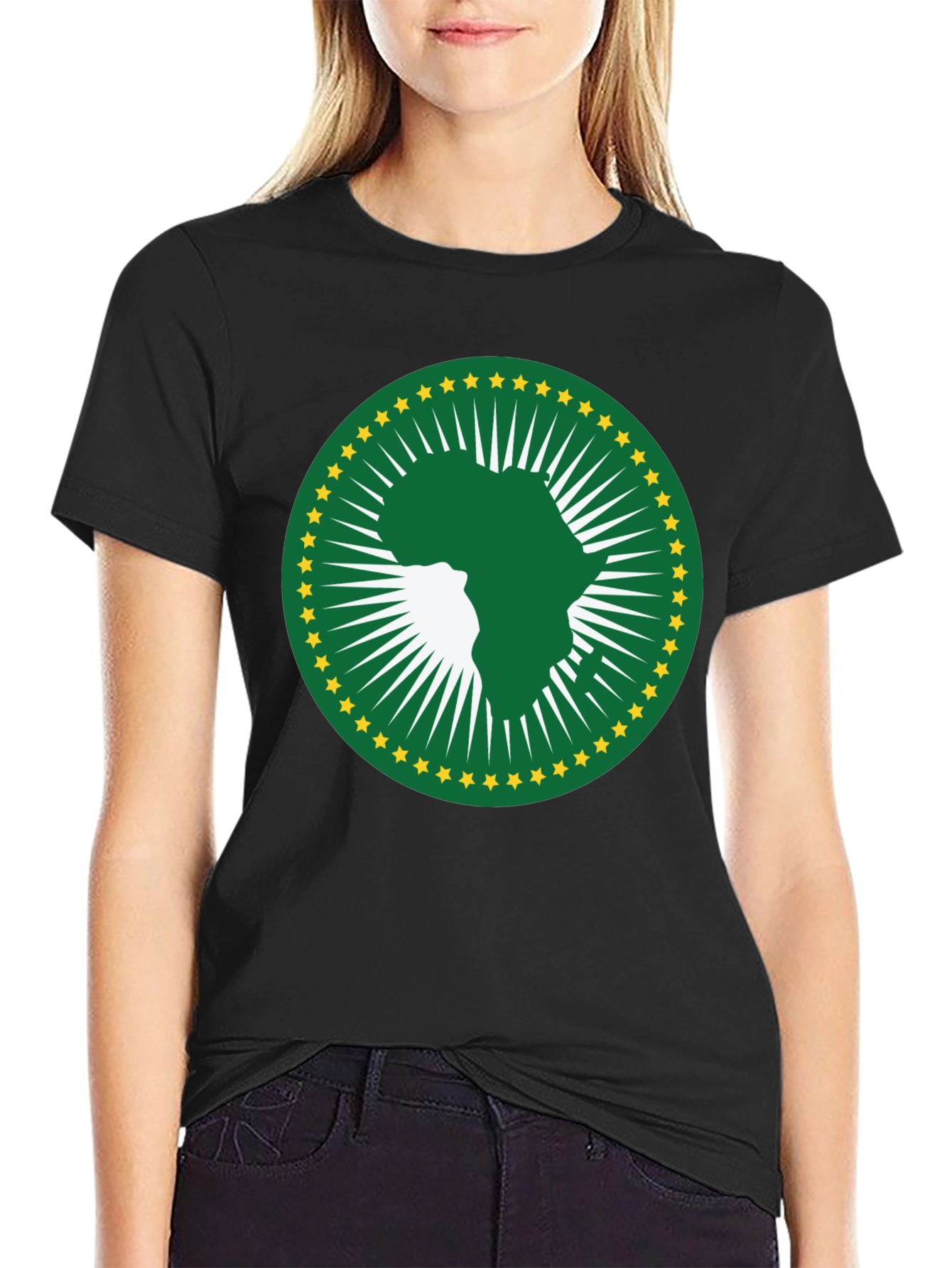 African Union T-Shirt - Green & Gold Africa Logo