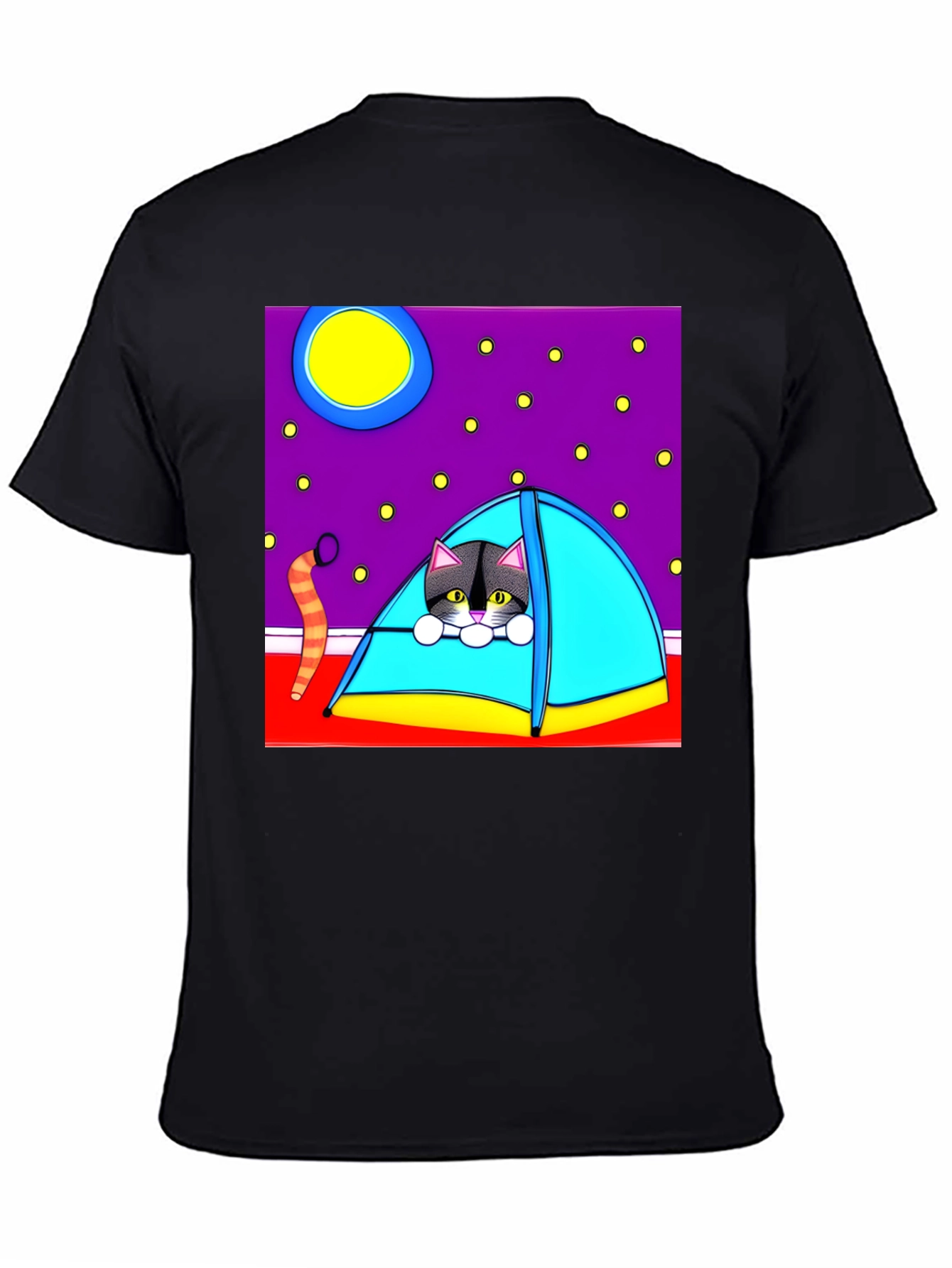 Cat Camping T-Shirt - Cute Cartoon Tee