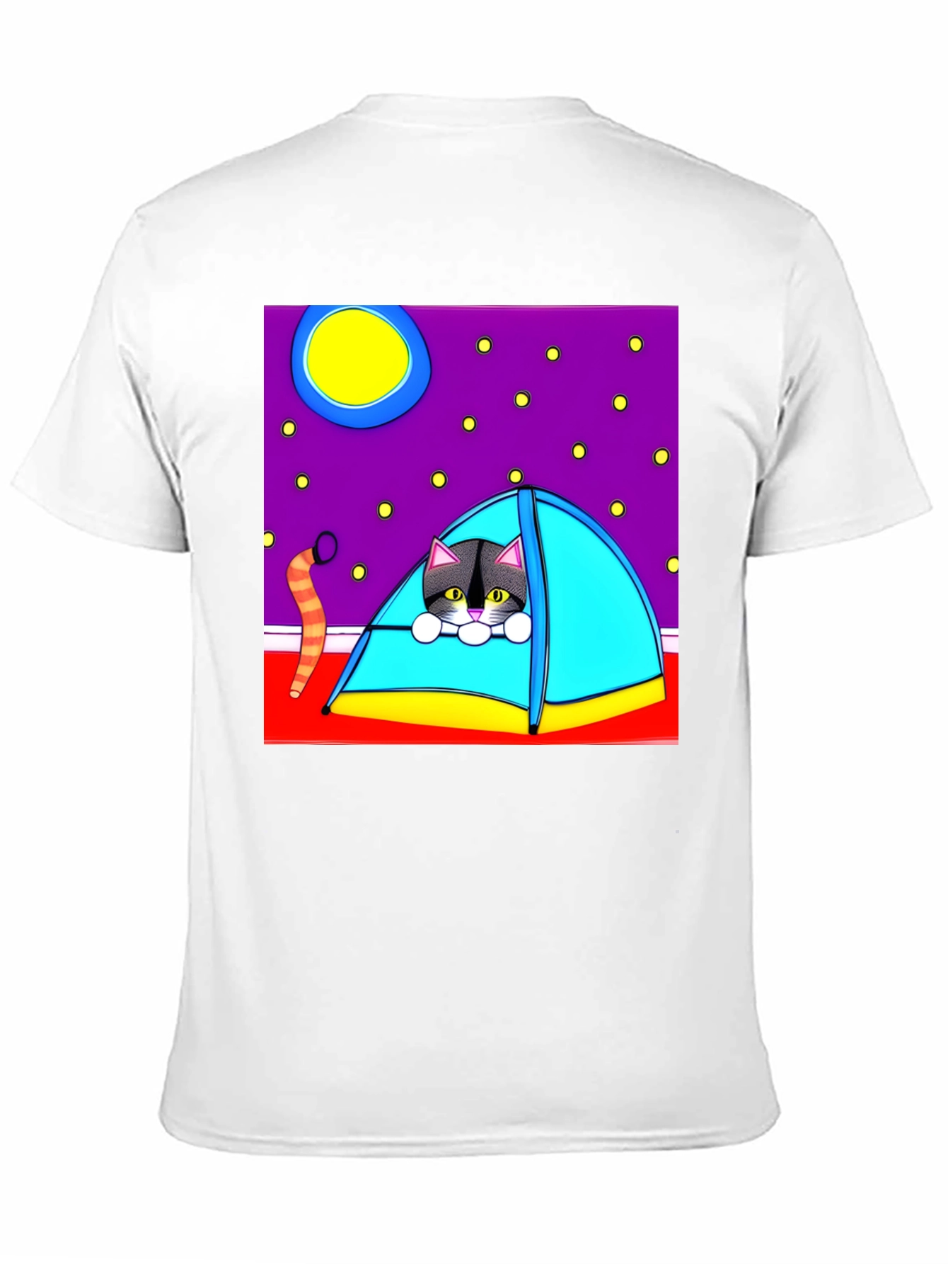 Cat Camping T-Shirt - Cute Cartoon Tee