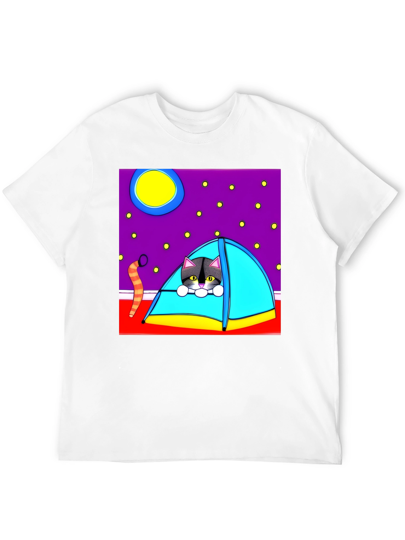Cat Camping T-Shirt - Cute Cartoon Tee