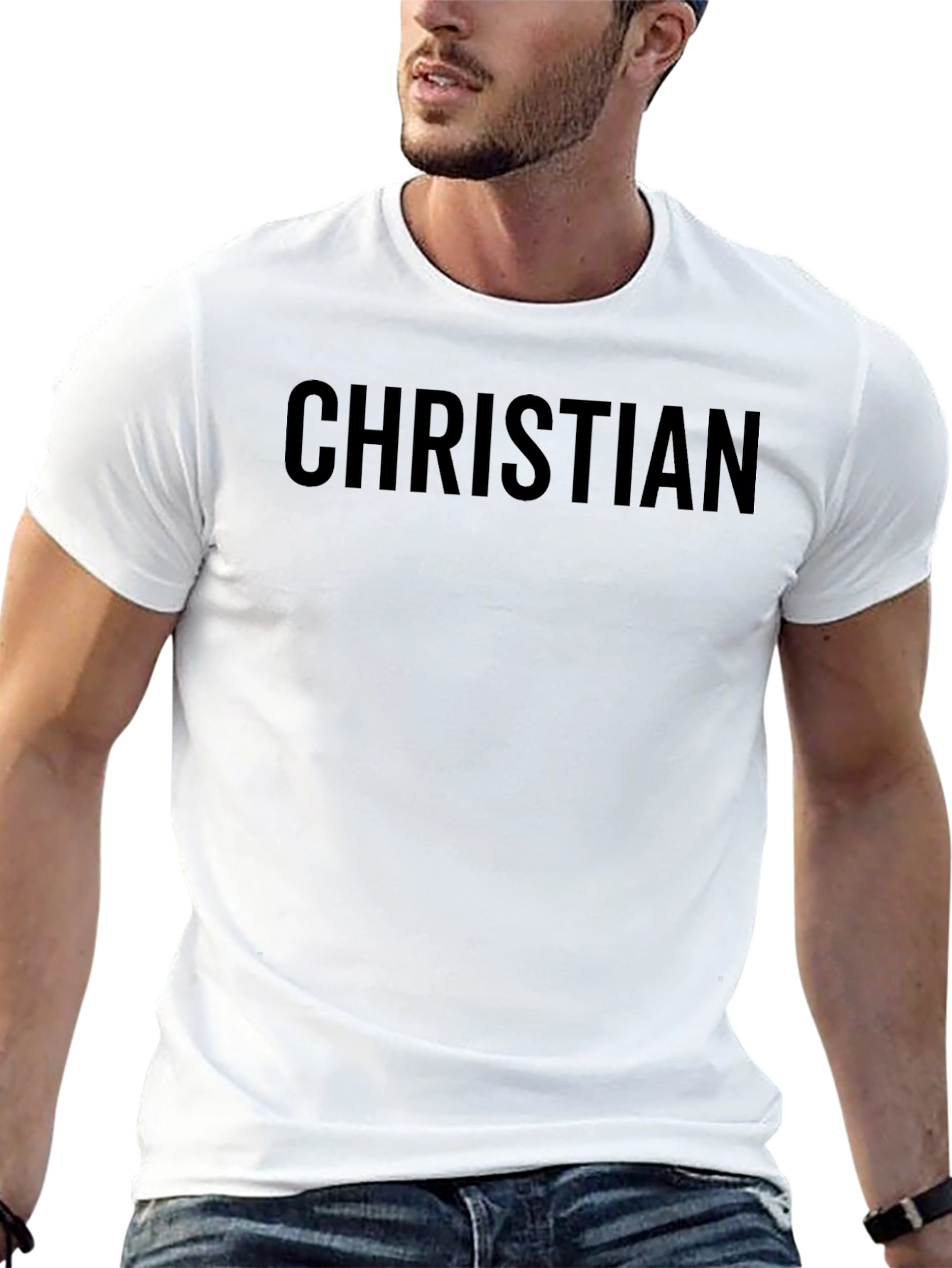 Christian Black T-Shirt Crew Neck Short Sleeve