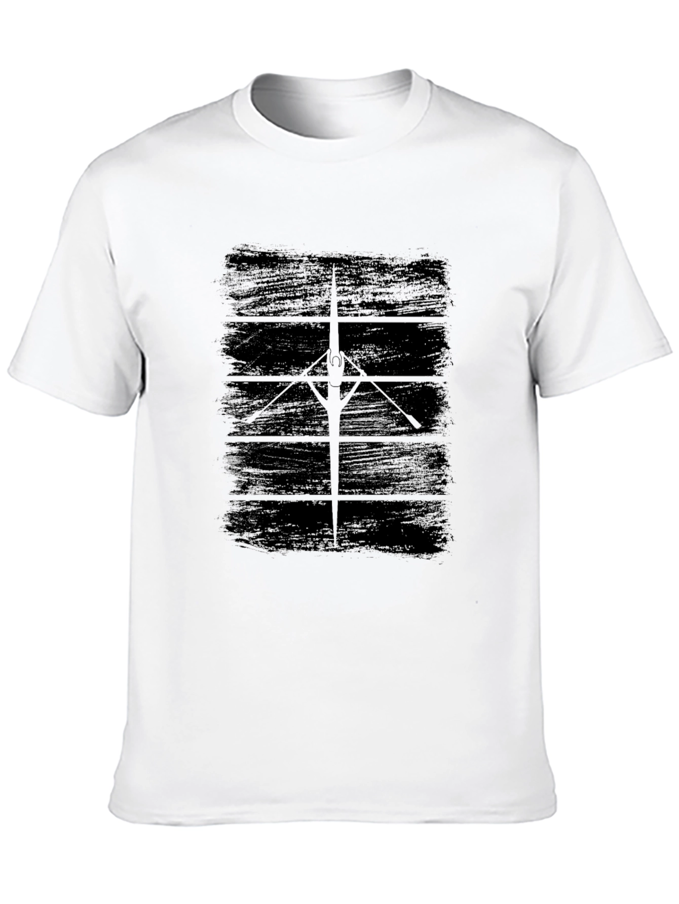 Rowing Scull Graphic Tee - Black Cotton T-Shirt