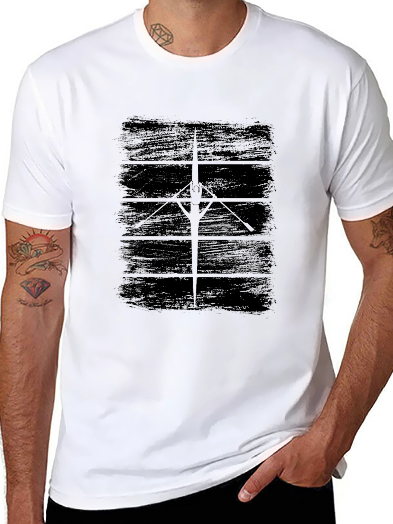 Rowing Scull Graphic Tee - Black Cotton T-Shirt
