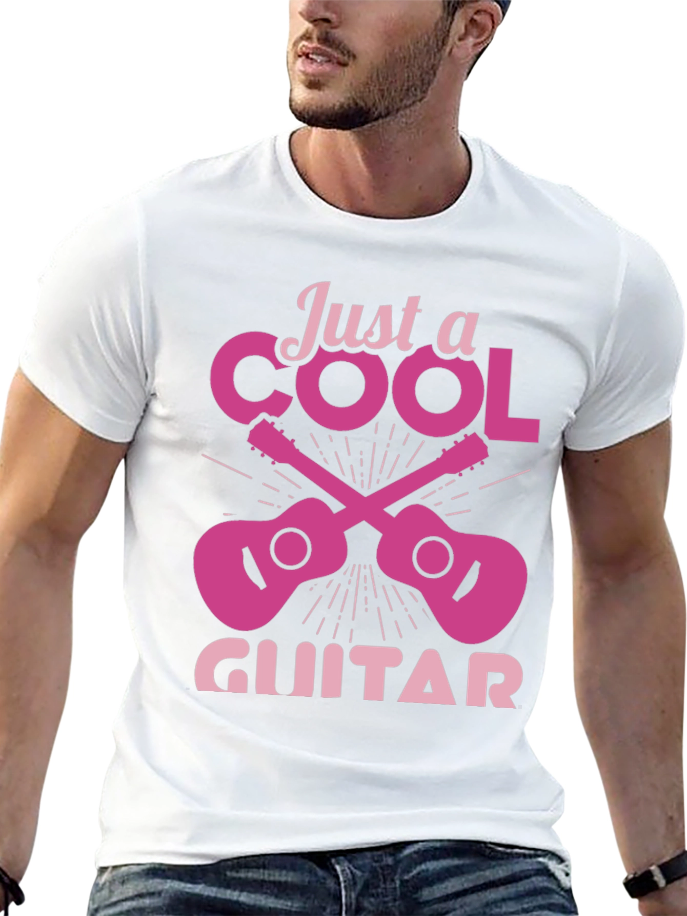 Cool Guitar Graphic Tee - Black Crew Neck