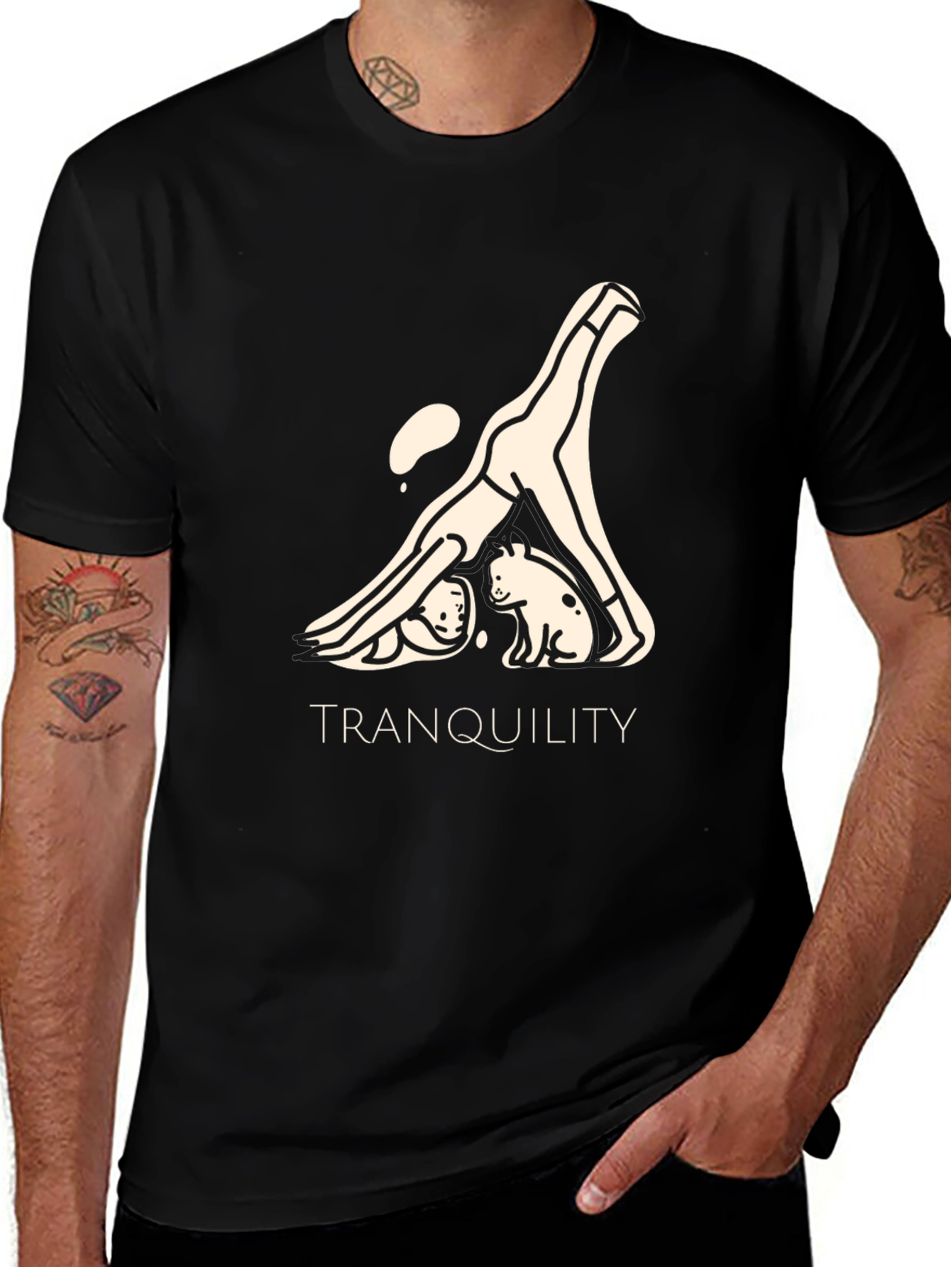 Tranquility Yoga Graphic Black T-Shirt
