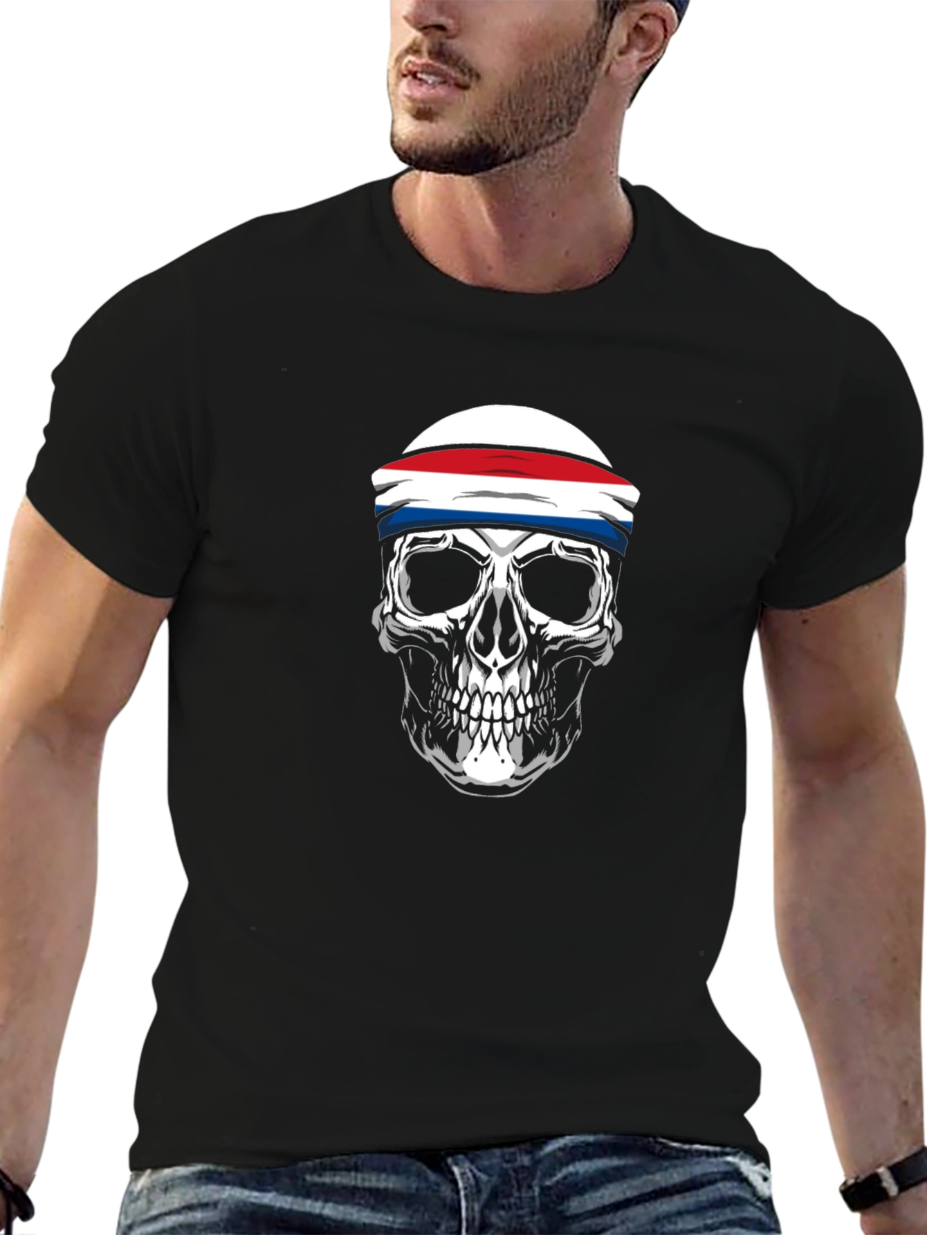 Skull Headband Graphic T-Shirt