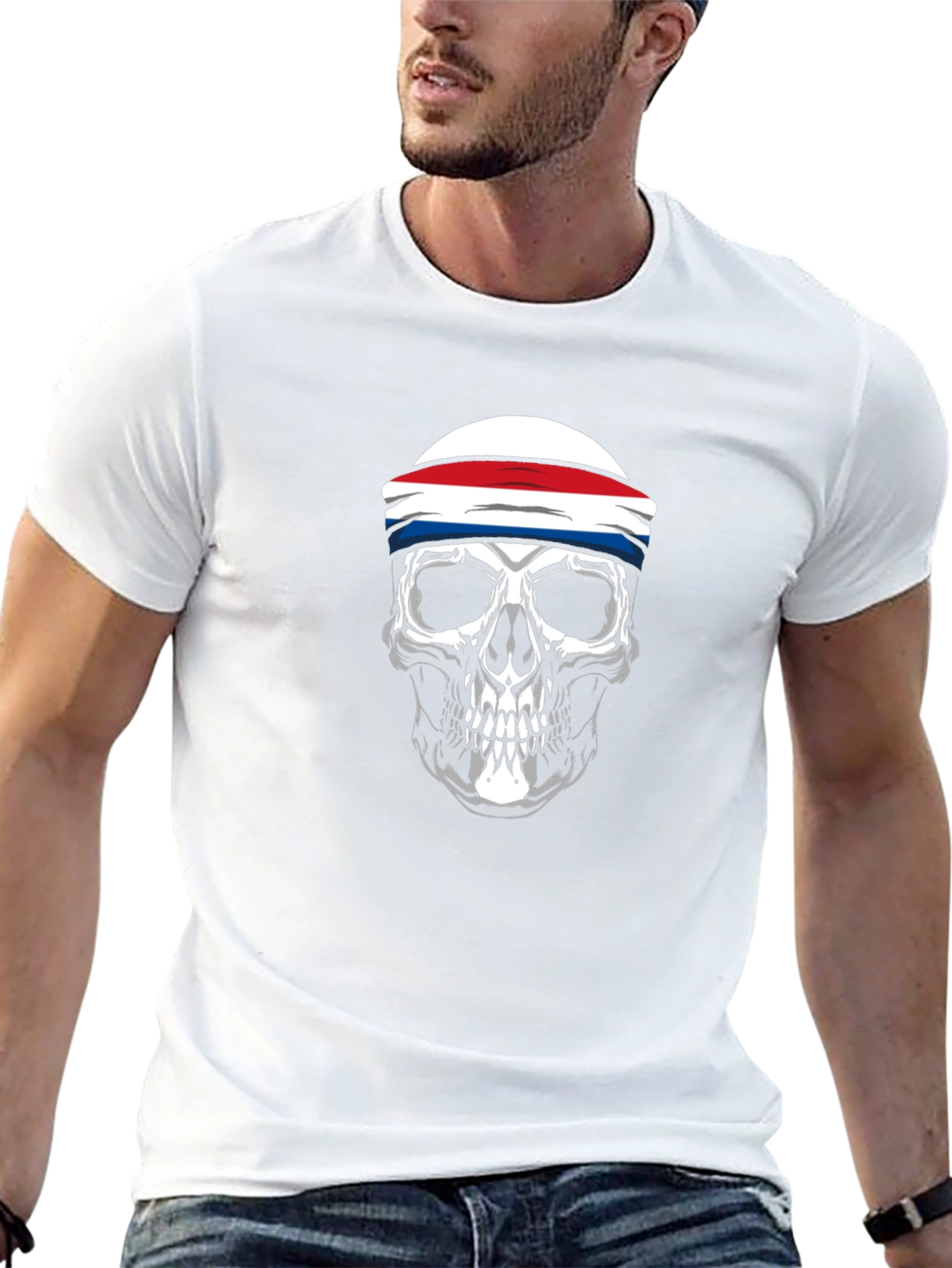 Skull Headband Graphic T-Shirt