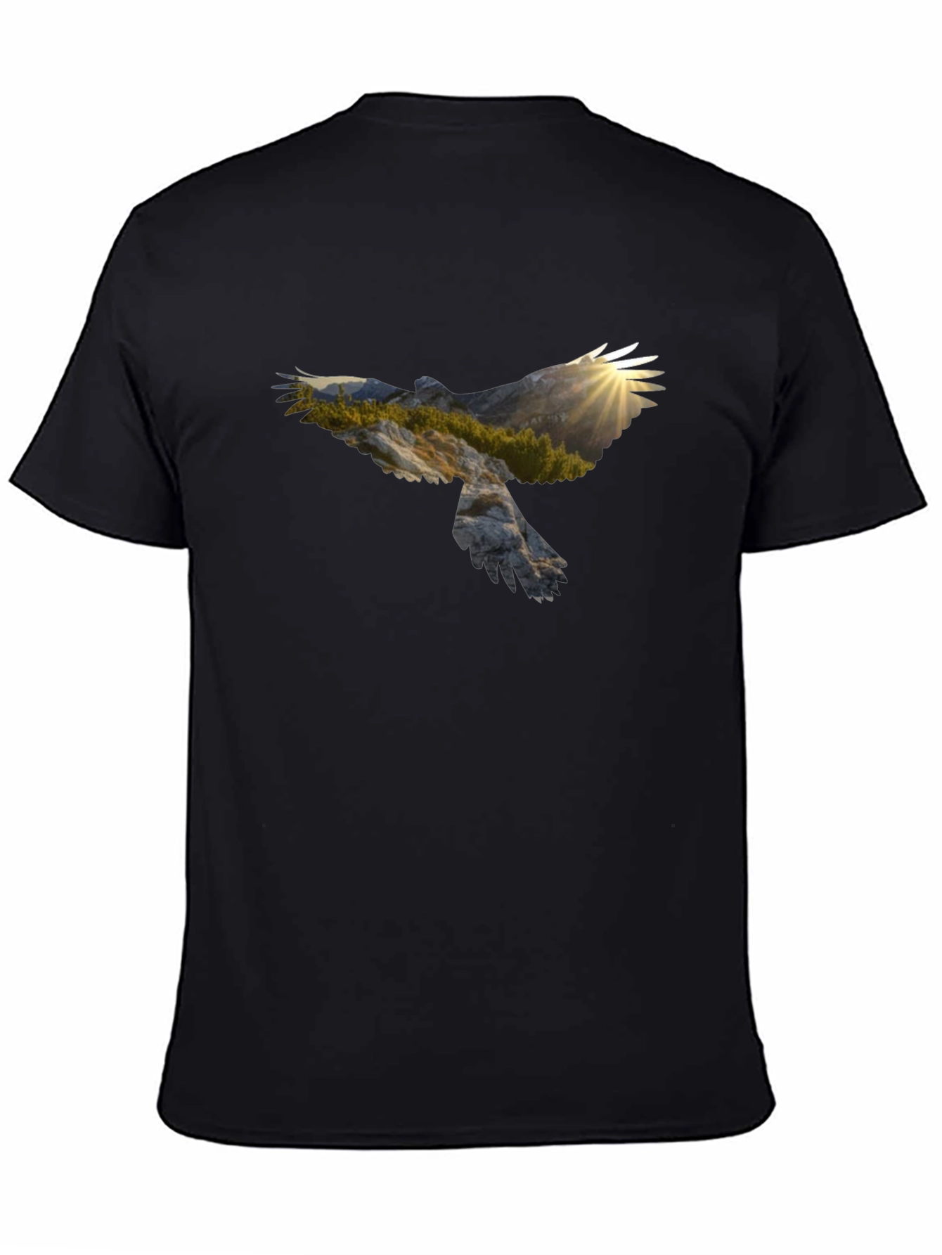 Eagle Mountainscape Graphic Black T-Shirt