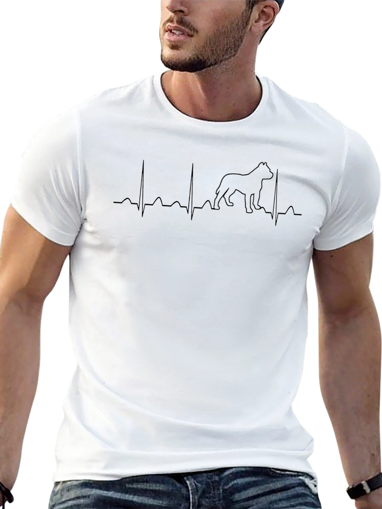 Dog Breed Heartbeat Graphic Tee - Black