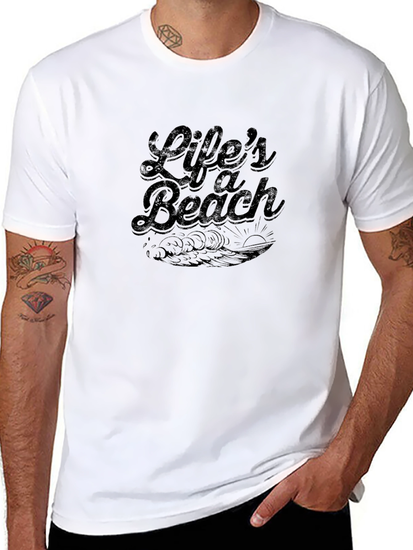 Lifes a Beach Black Graphic Tee