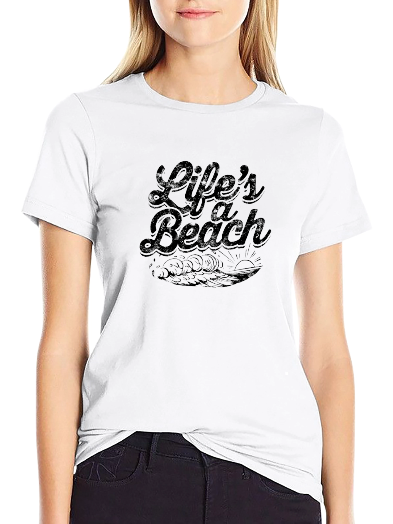 Lifes a Beach Black Graphic Tee