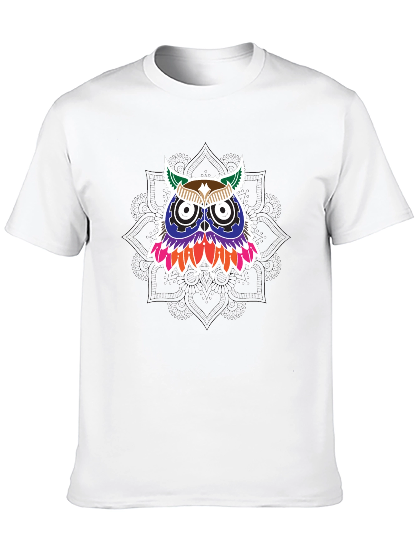 Owl Graphic Print Mens Black T-Shirt